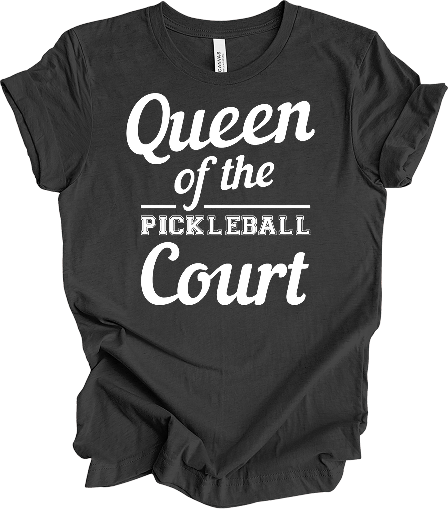 Pickleball Queen of the Court T-Shirt in Dark Grey Heather