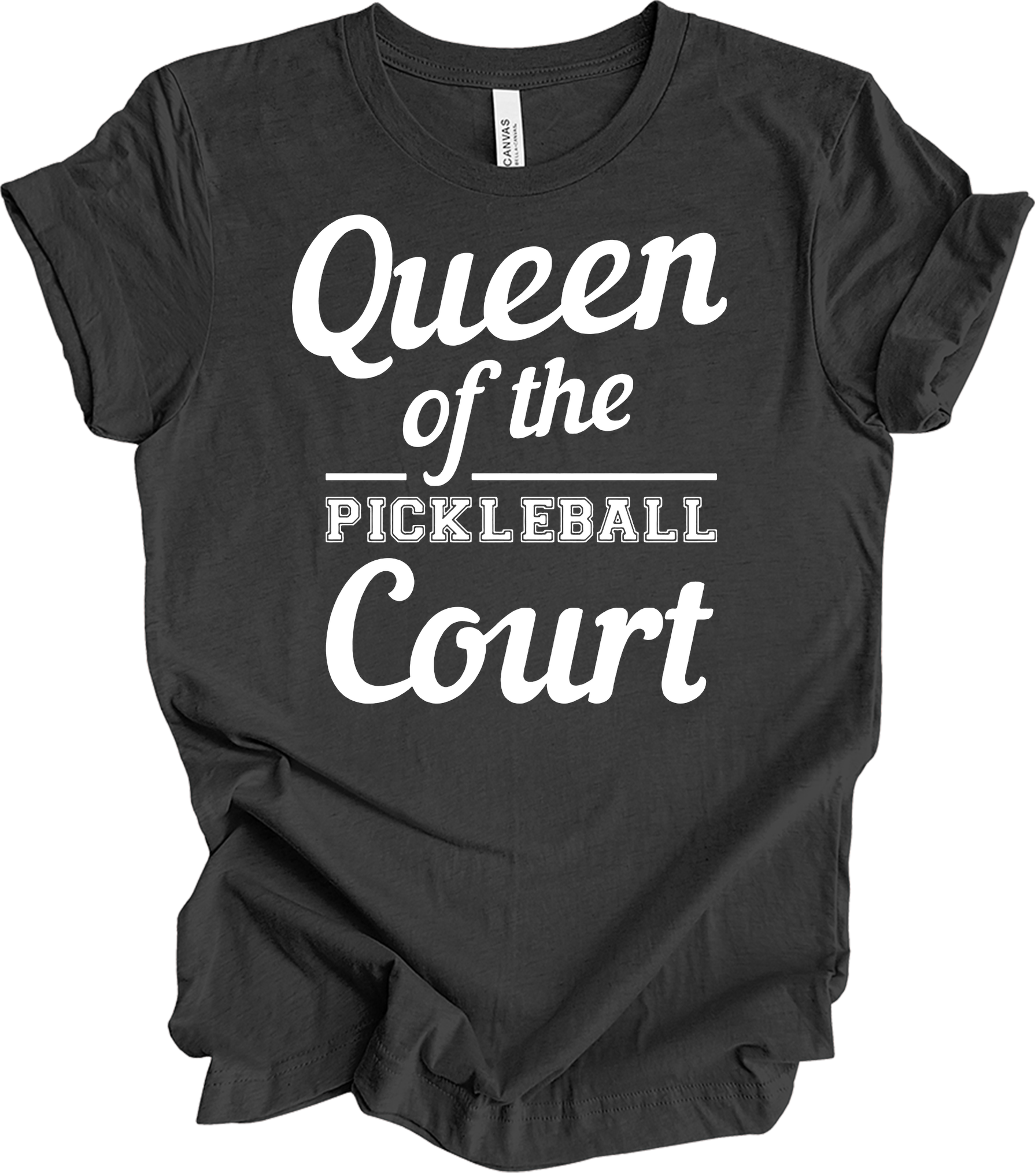 Pickleball Queen of the Court T-Shirt in Dark Grey Heather