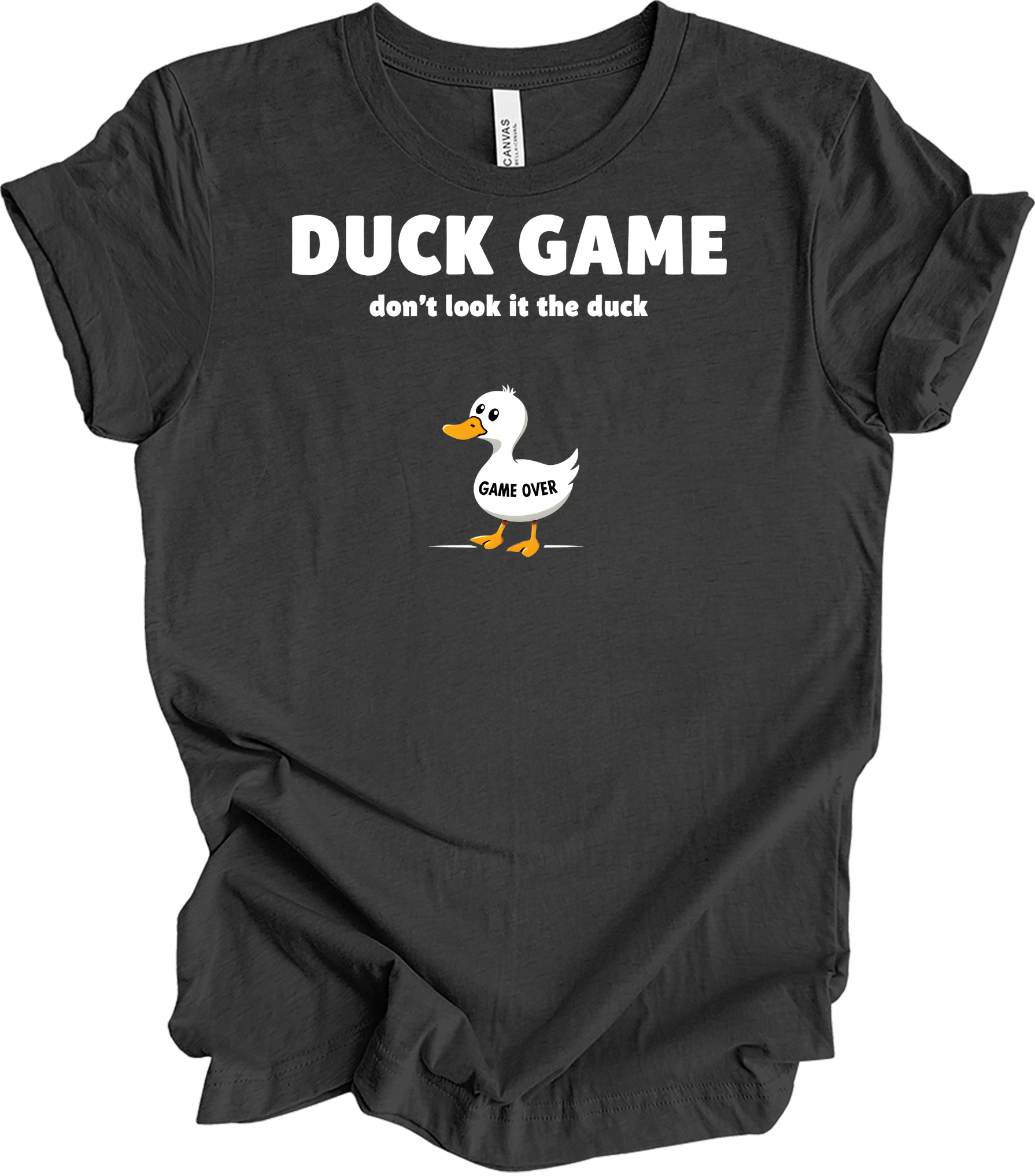 Duck Game Humor T-Shirt in Dark Grey Heather