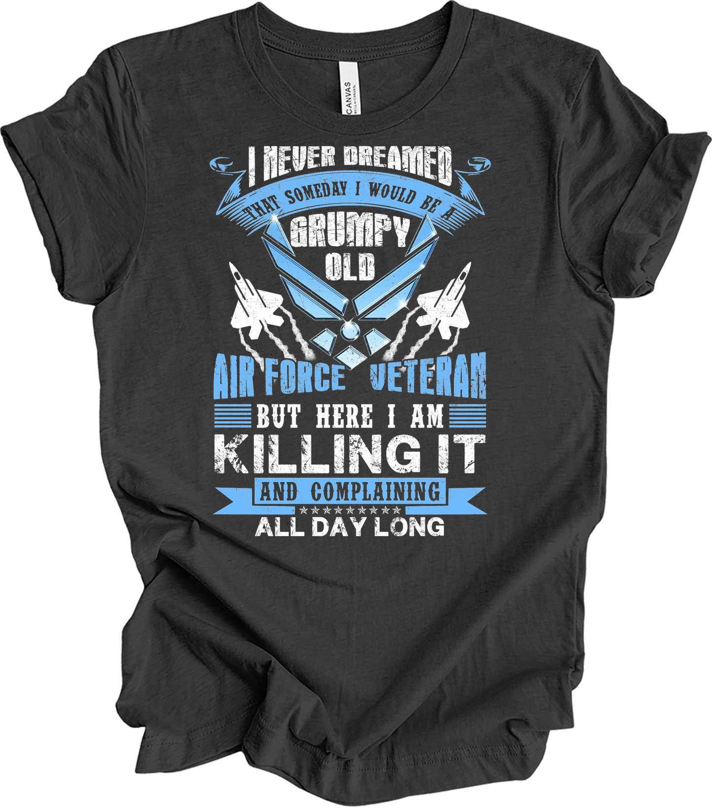 Grumpy Air Force Veteran T-Shirt in Dark Grey Heather