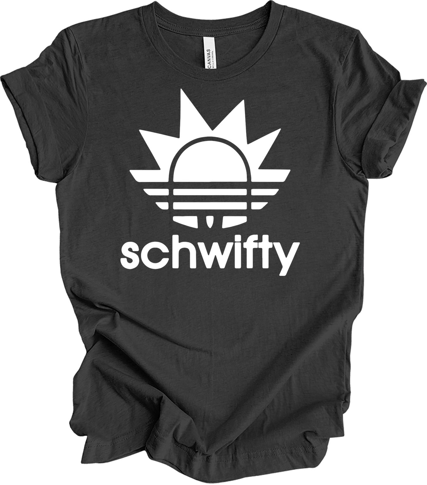 Schwifty Rick and Morty Logo T-Shirt in Dark Grey Heather