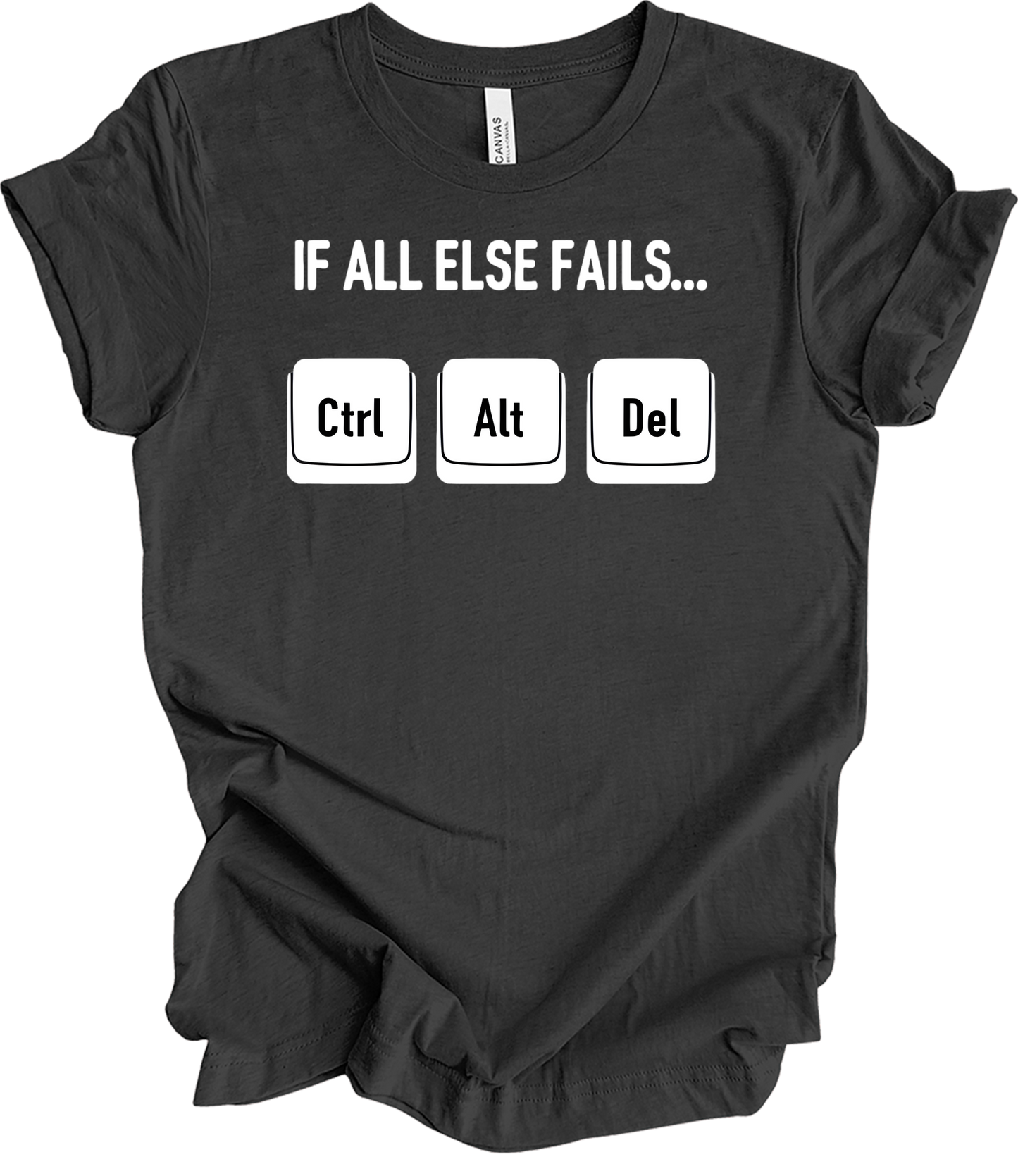 Ctrl Alt Del Funny Tech T-Shirt in Dark Grey Heather