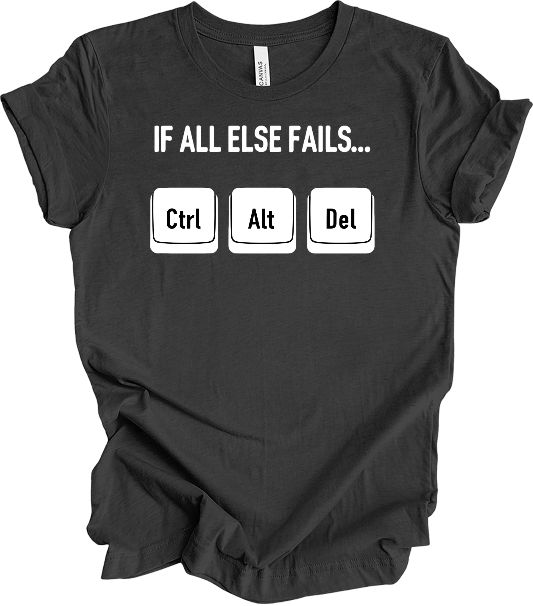 Ctrl Alt Del Funny Tech T-Shirt in Dark Grey Heather