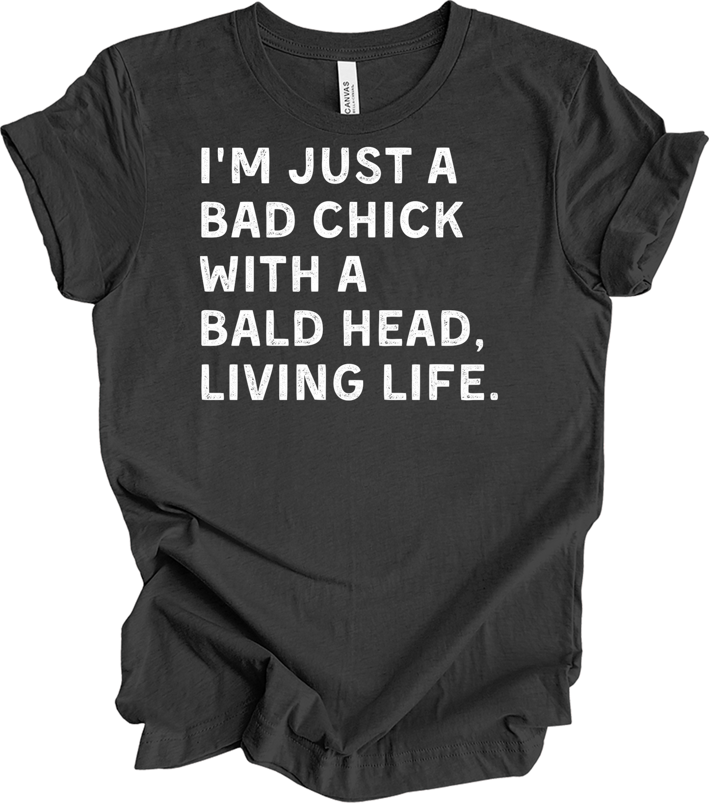 Bad Chick Bald Head T-Shirt in Dark Grey Heather