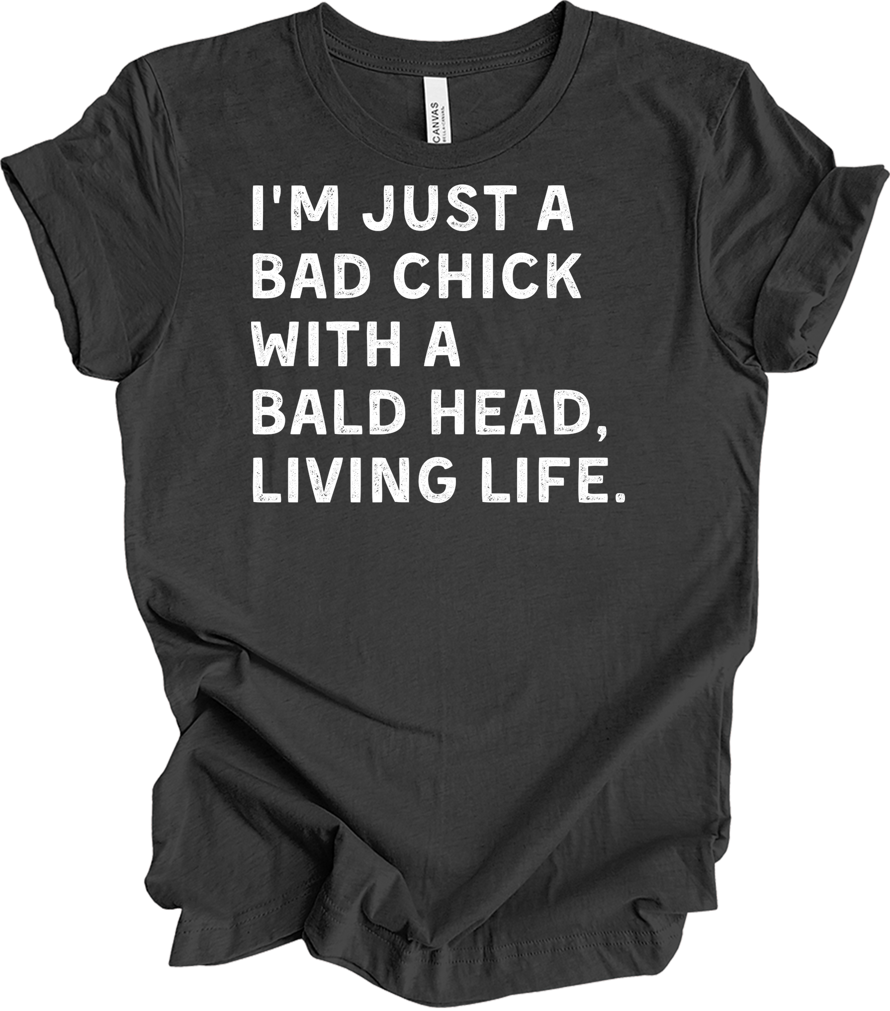 Bad Chick Bald Head T-Shirt in Dark Grey Heather