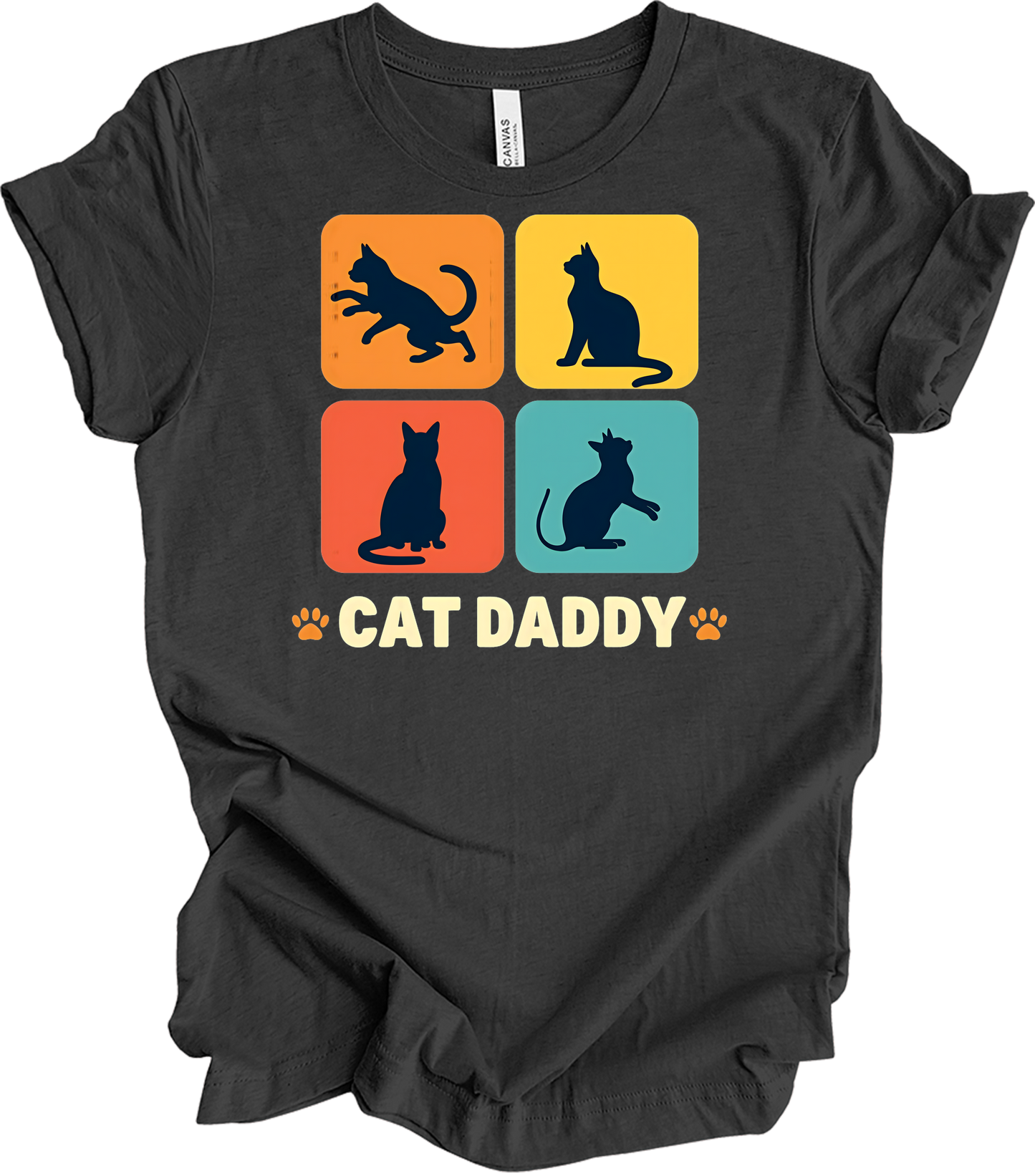 Cat Daddy Retro for Men T-Shirt in Dark Grey Heather