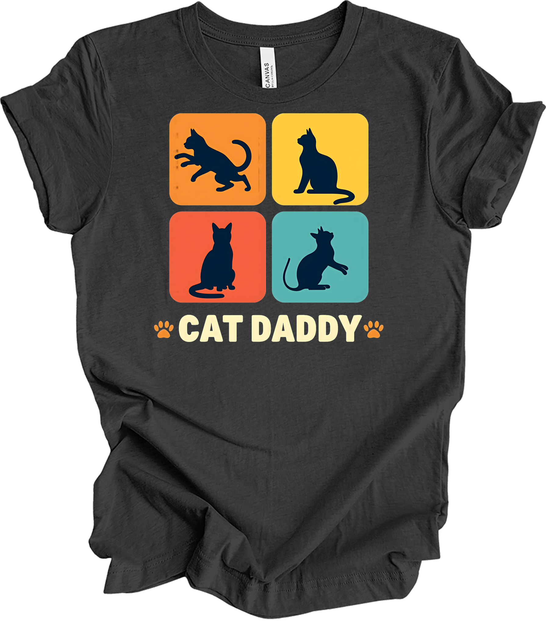 Cat Daddy Retro for Men T-Shirt in Dark Grey Heather