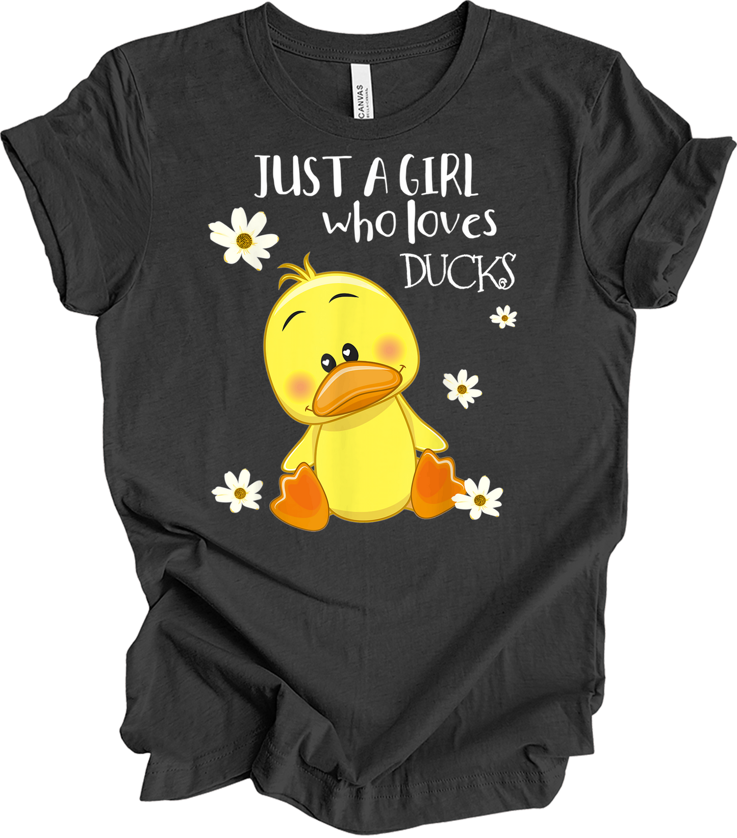 Just a Girl Who Loves Ducks - Cute Duck Lover T-Shirt in Dark Grey Heather