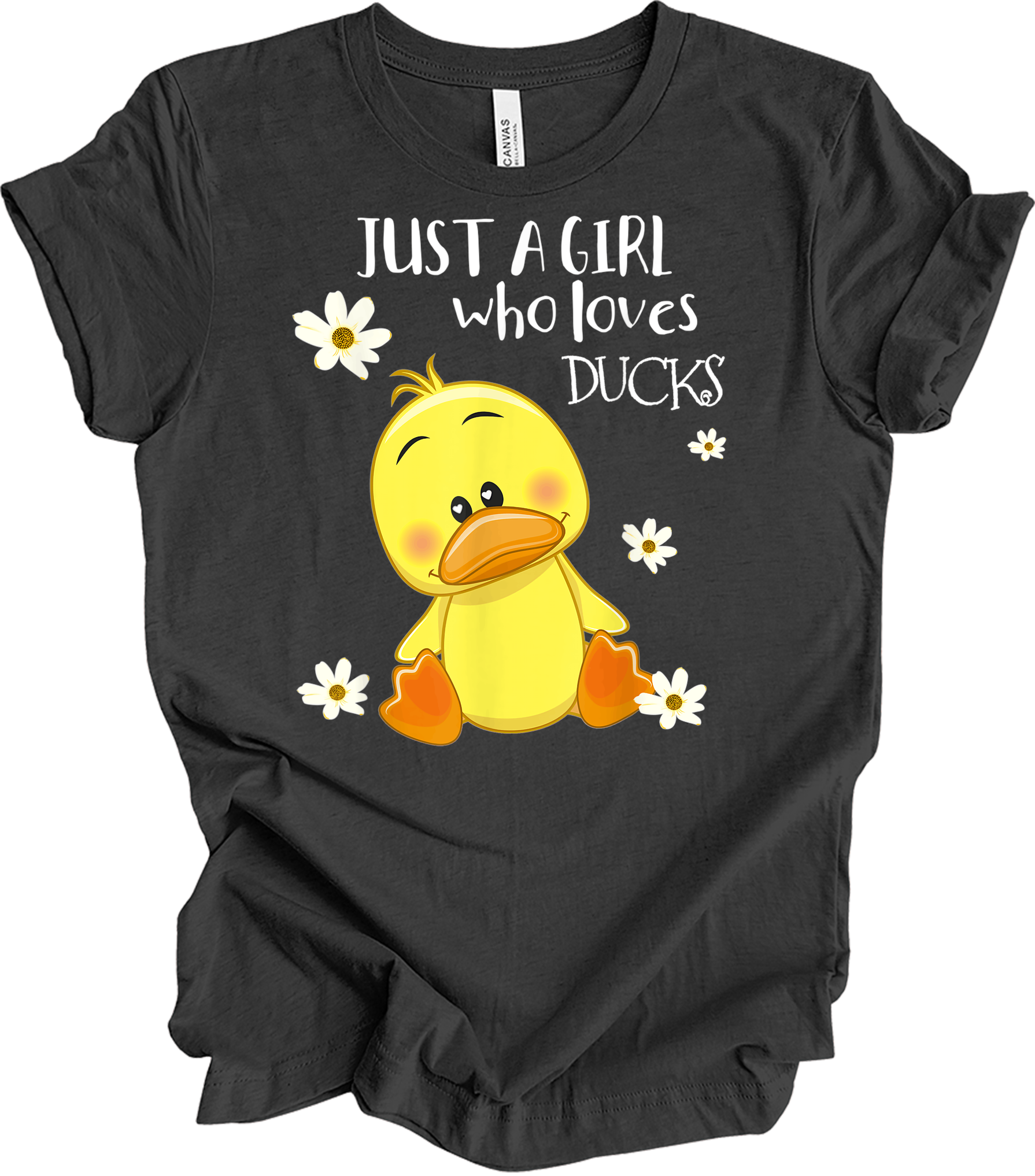 Just a Girl Who Loves Ducks - Cute Duck Lover T-Shirt in Dark Grey Heather