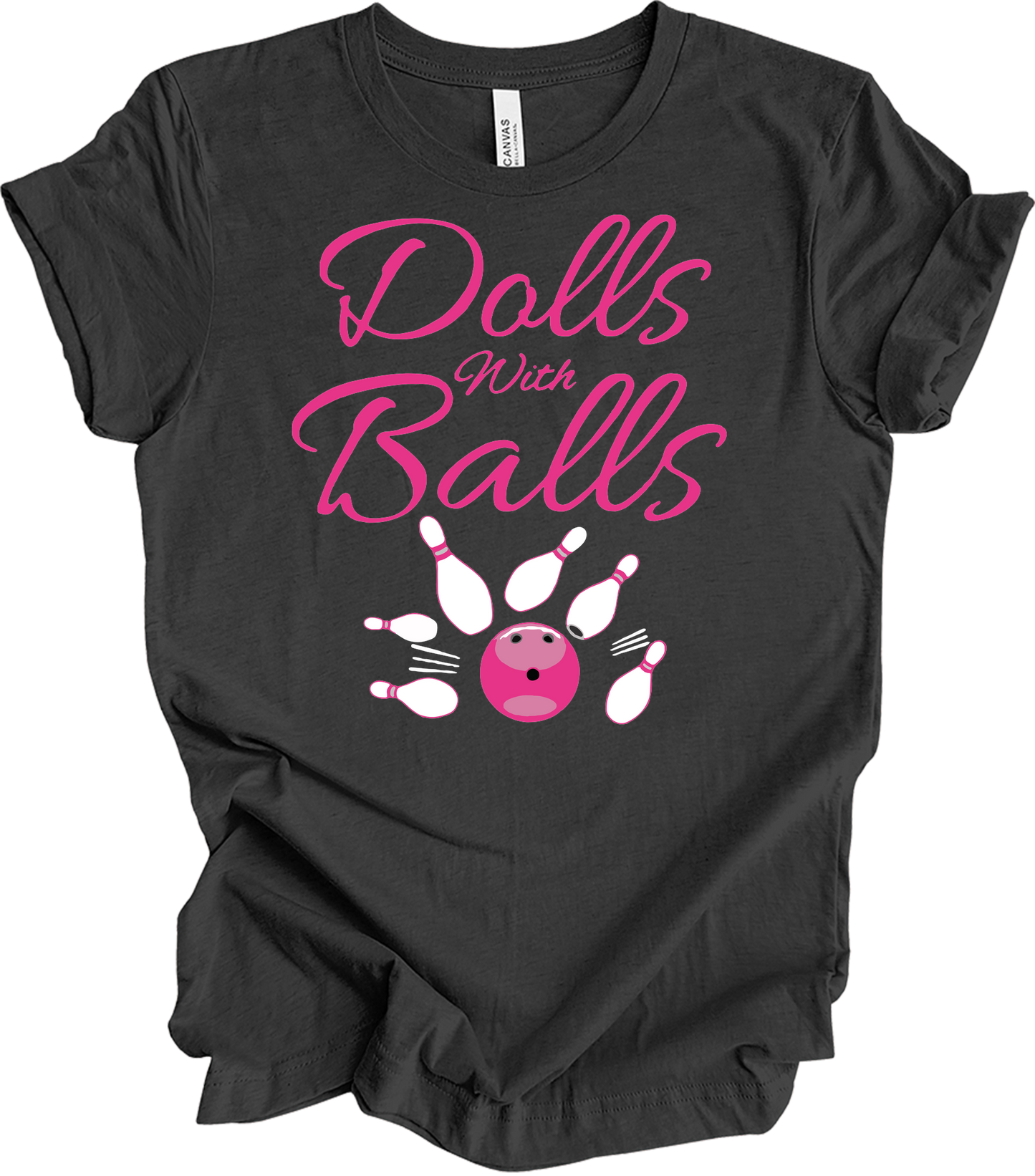 Dolls With Balls Bowling T-Shirt in Dark Grey Heather