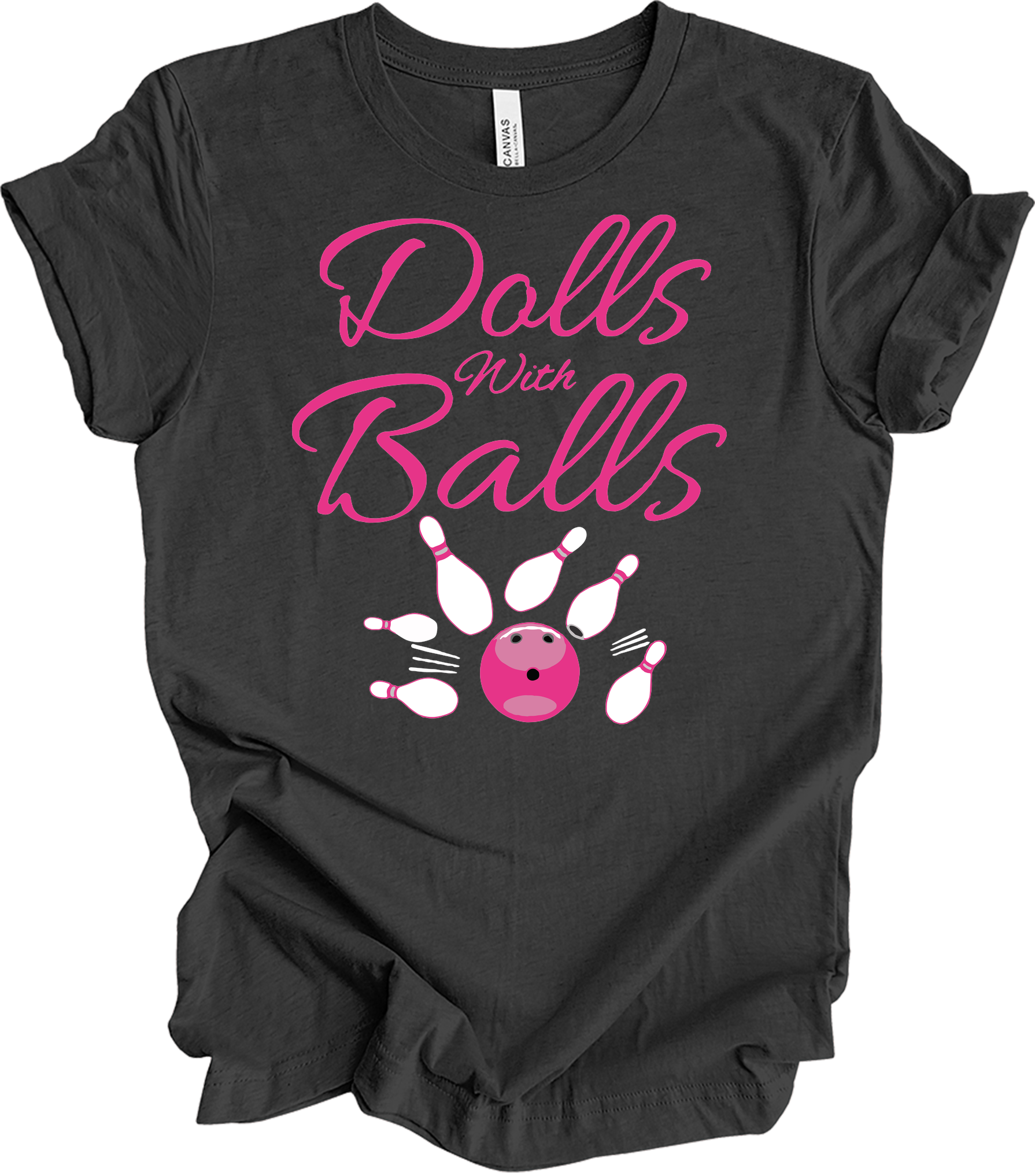 Dolls With Balls Bowling T-Shirt in Dark Grey Heather