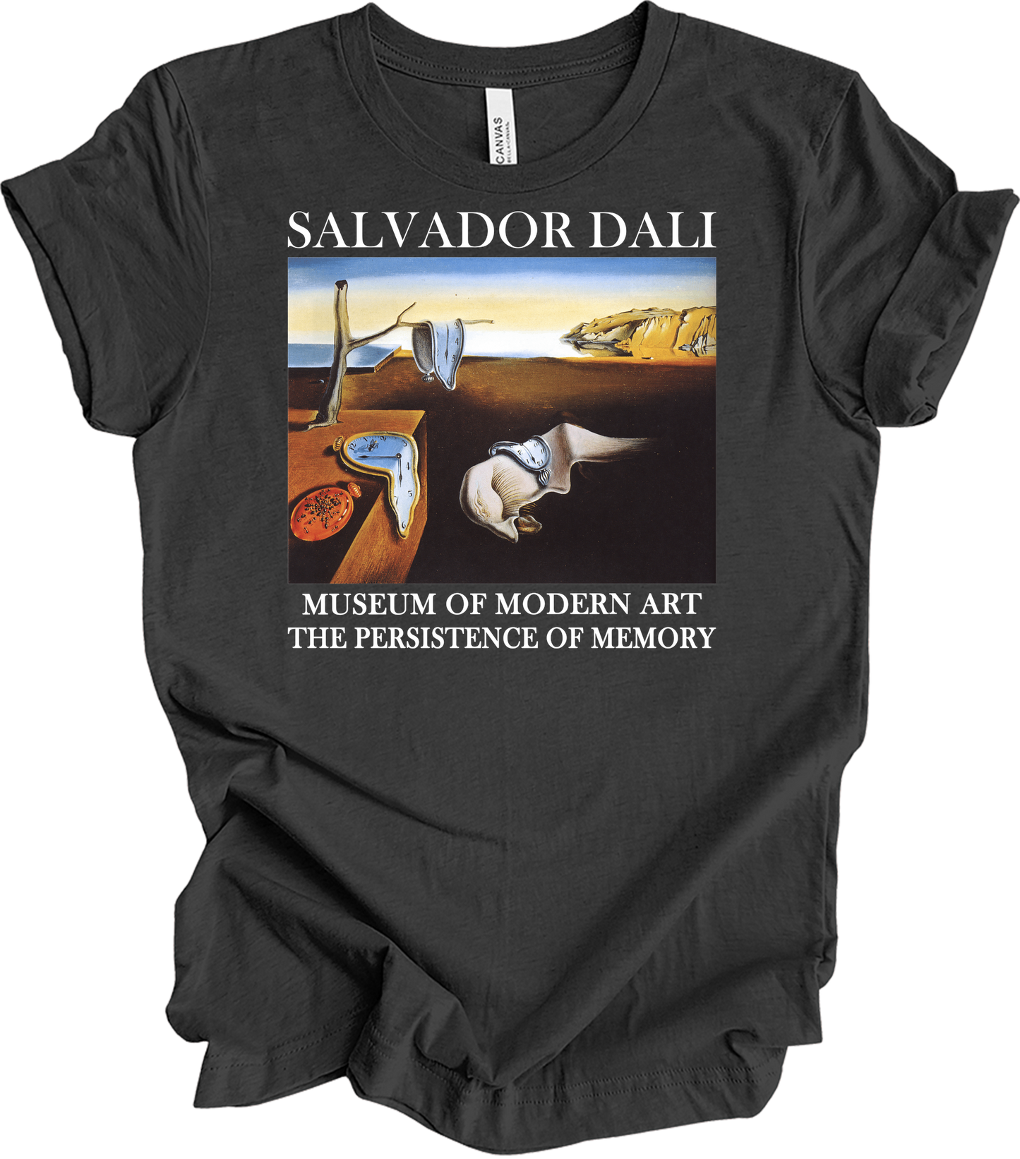 Salvador Dali The Persistence of Memory Art T-Shirt in Dark Grey Heather
