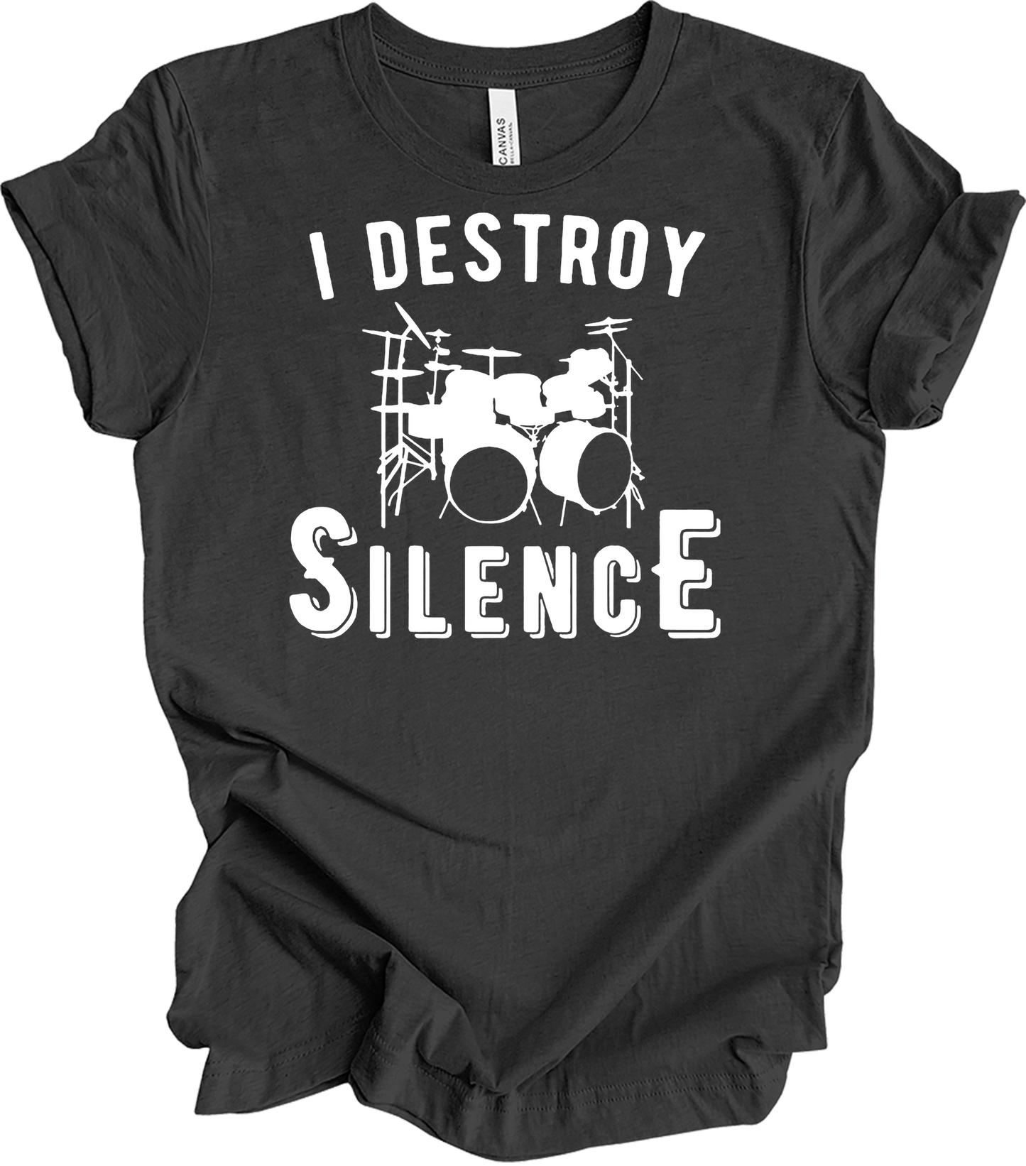 I Destroy Silence Drummer T-Shirt in Dark Grey Heather