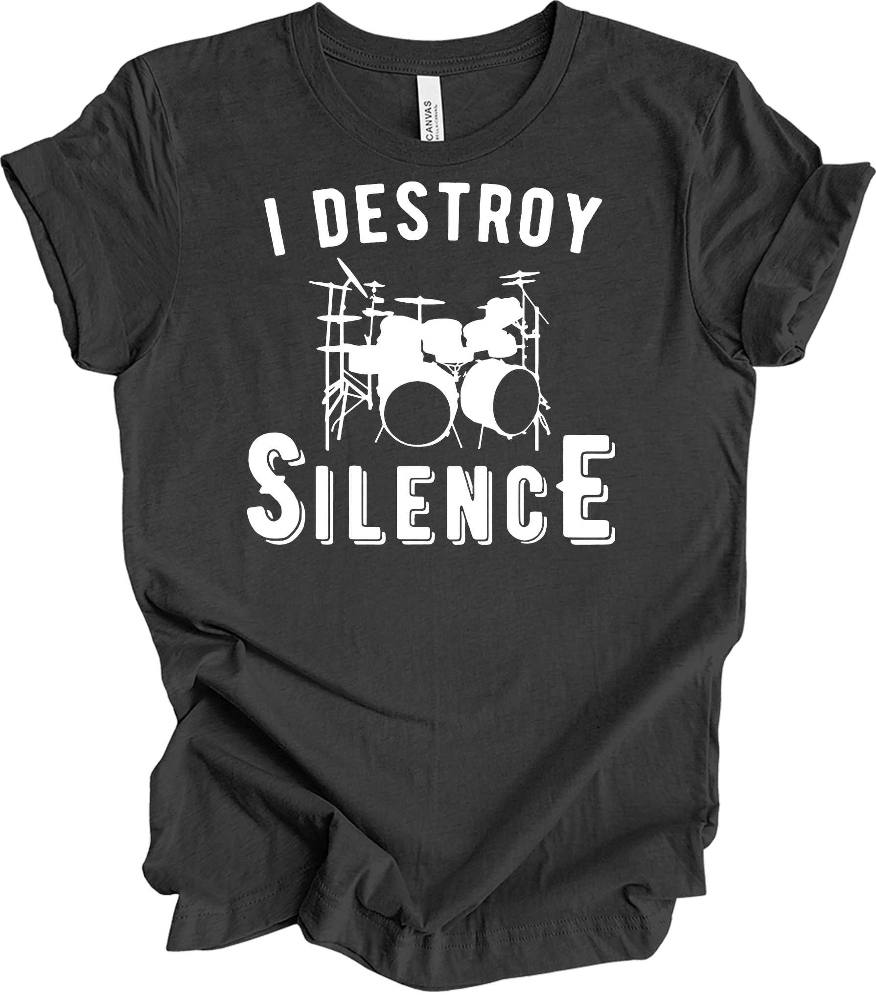 I Destroy Silence Drummer T-Shirt in Dark Grey Heather