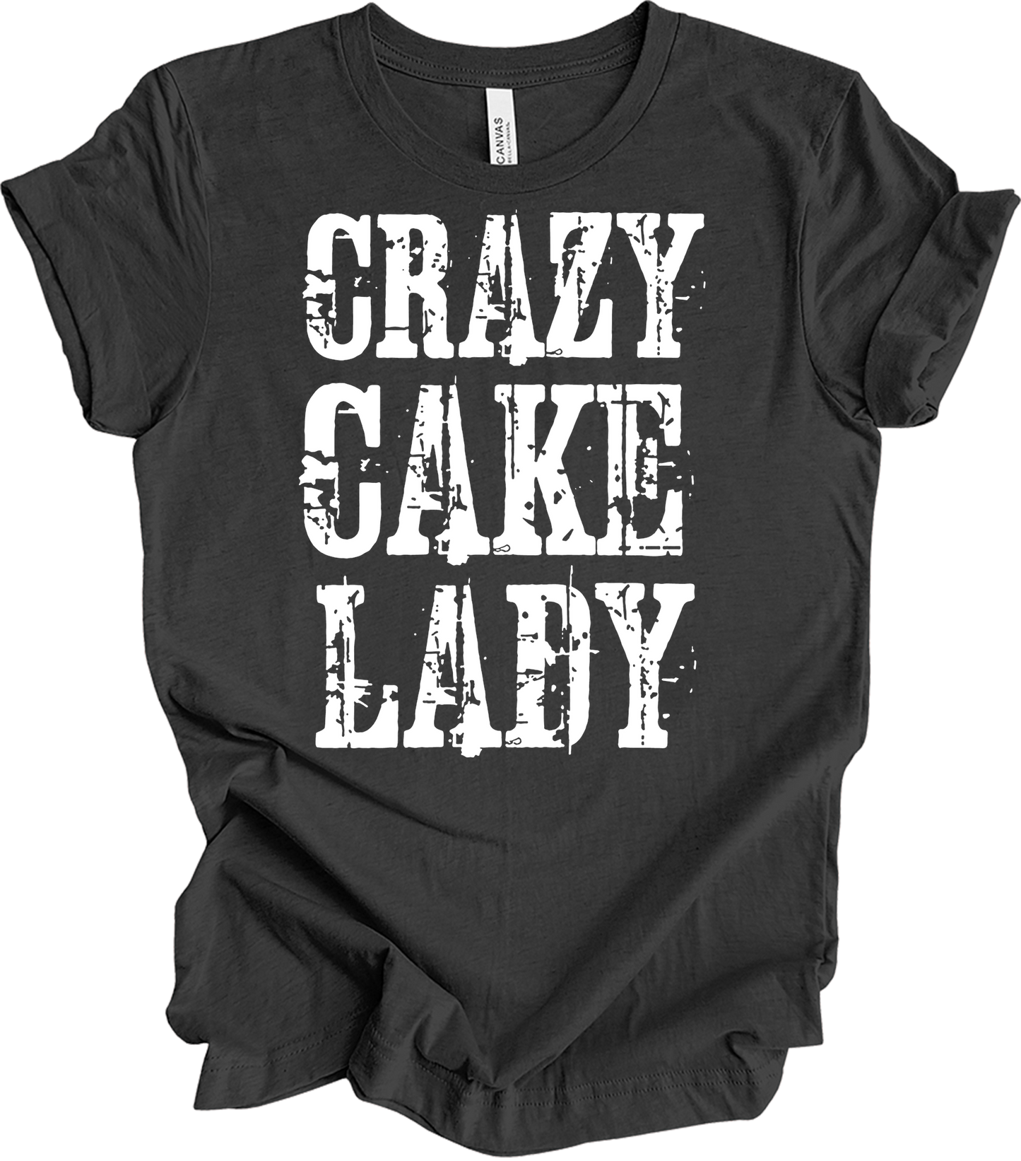Crazy Cake Lady - Funny Baking Gift T-Shirt in Dark Grey Heather