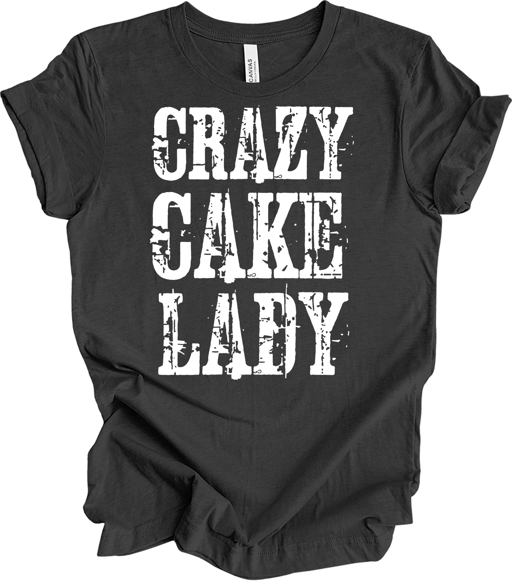 Crazy Cake Lady - Funny Baking Gift T-Shirt in Dark Grey Heather