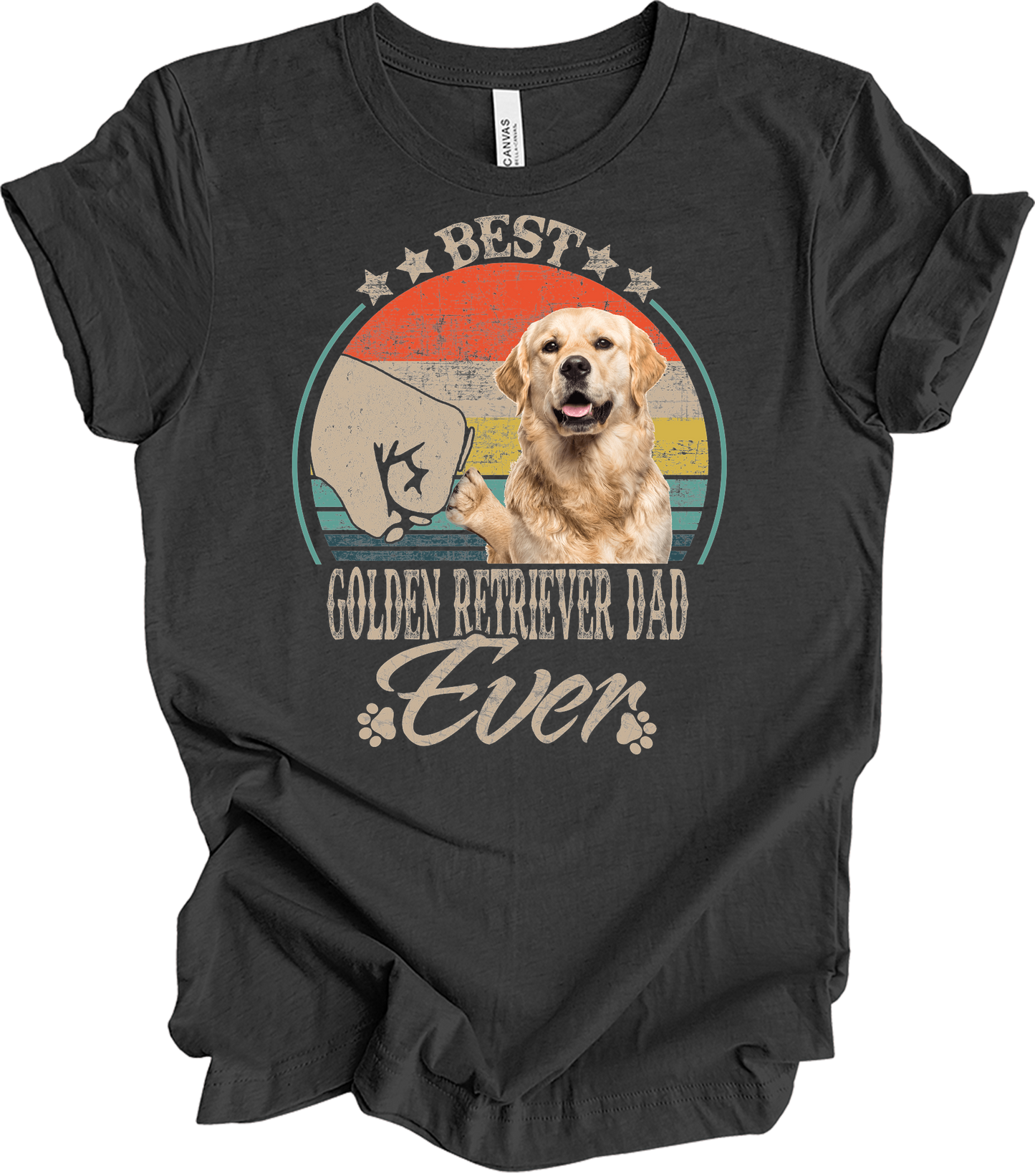 Best Golden Retriever Dad Ever Vintage T-Shirt in Dark Grey Heather