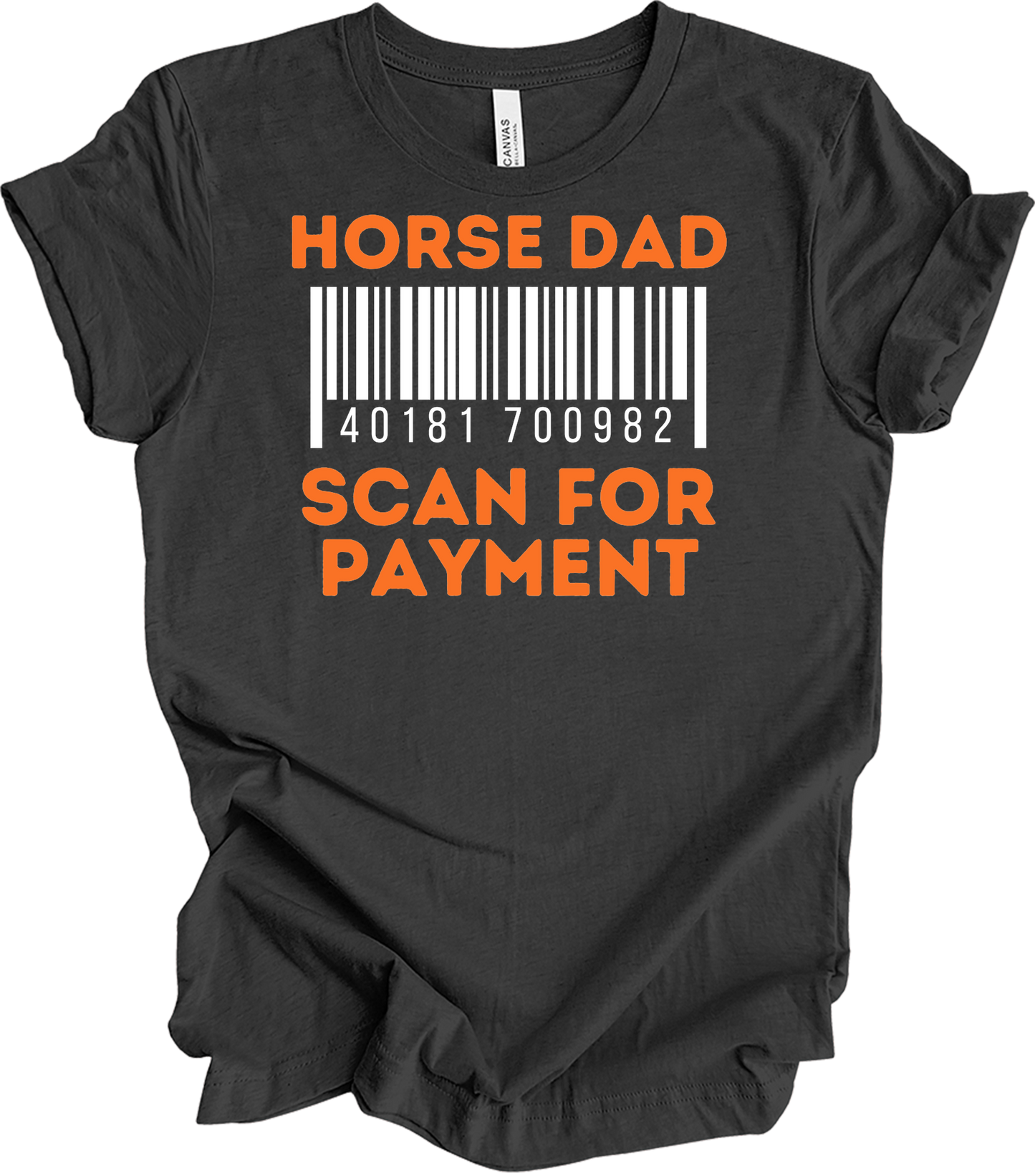 Horse Dad Scan for Payment T-Shirt in Dark Grey Heather