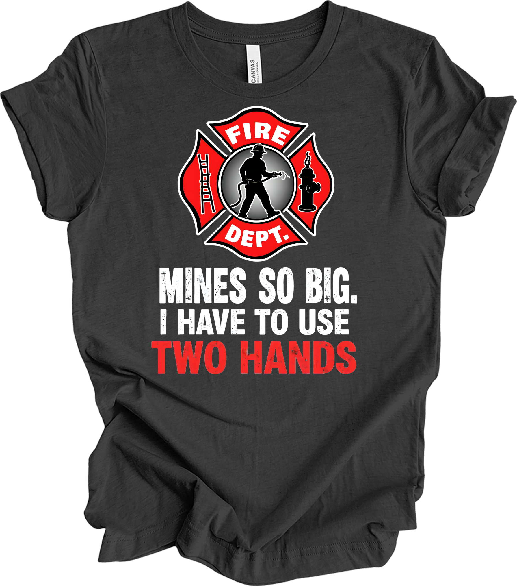 Fire Dept Funny T-Shirt in Dark Grey Heather