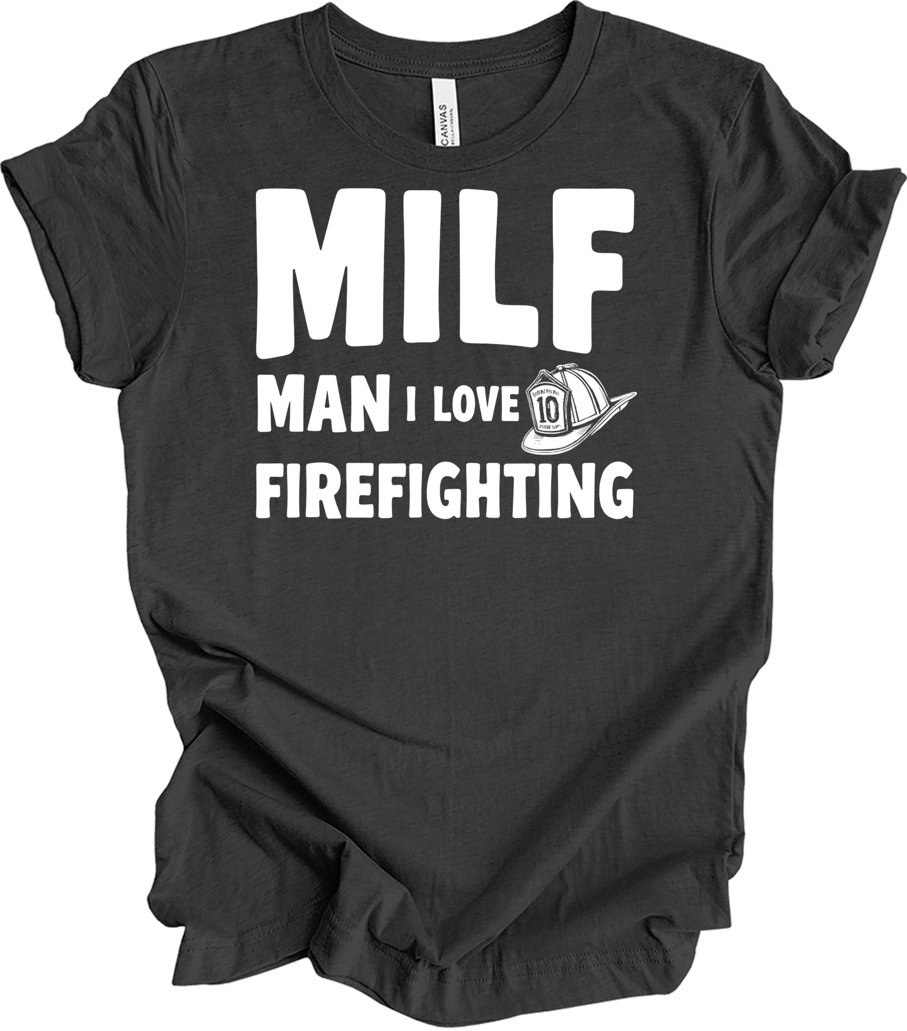 MILF Man I Love Firefighting T-Shirt in Dark Grey Heather