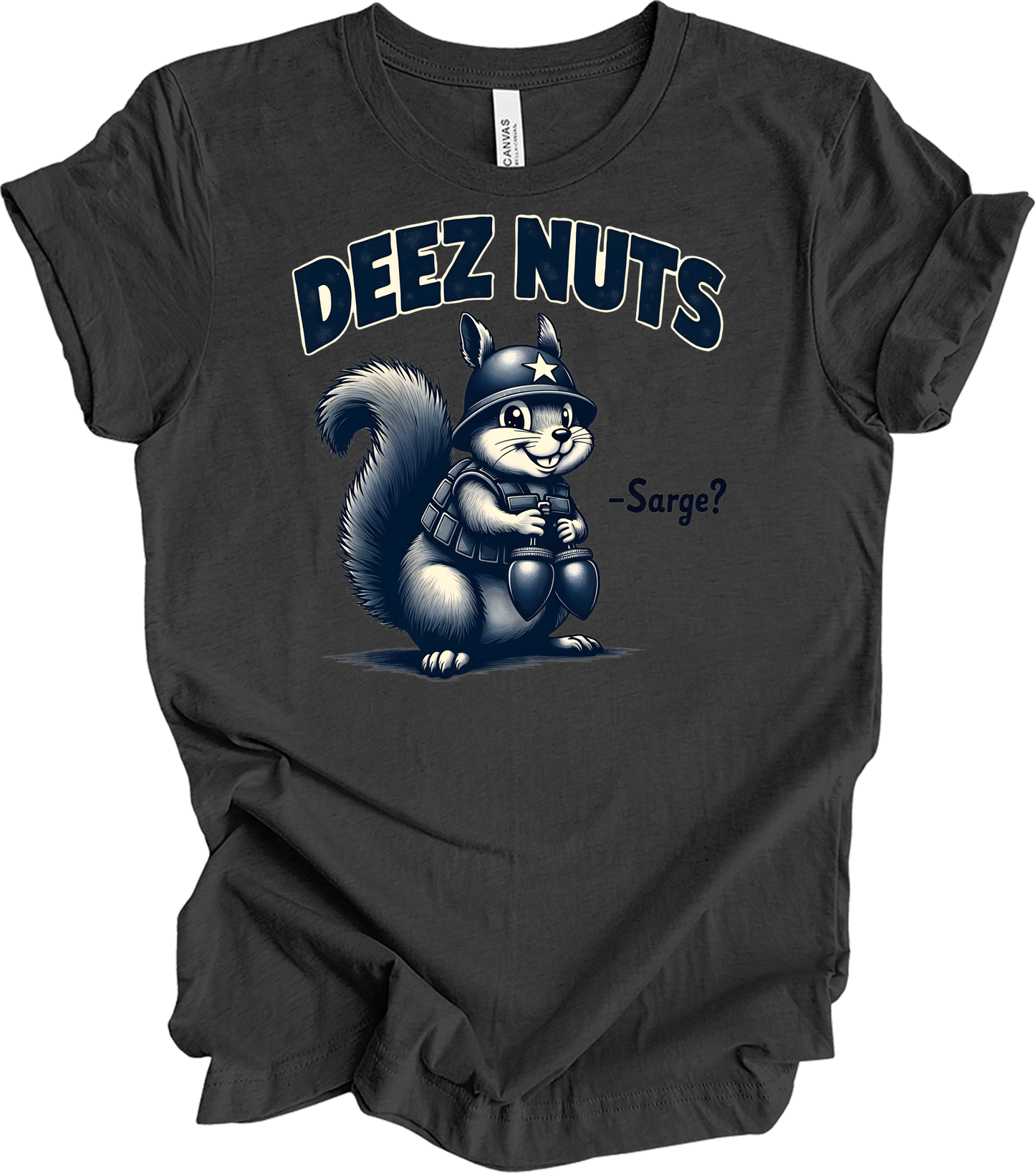 Funny 'Deez Nuts' Squirrel T-Shirt in Dark Grey Heather