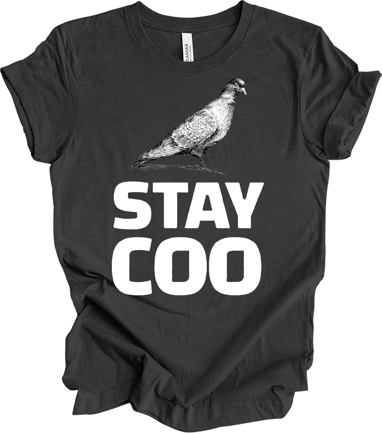 Stay Coo Pigeon - Vintage Style T-Shirt in Dark Grey Heather