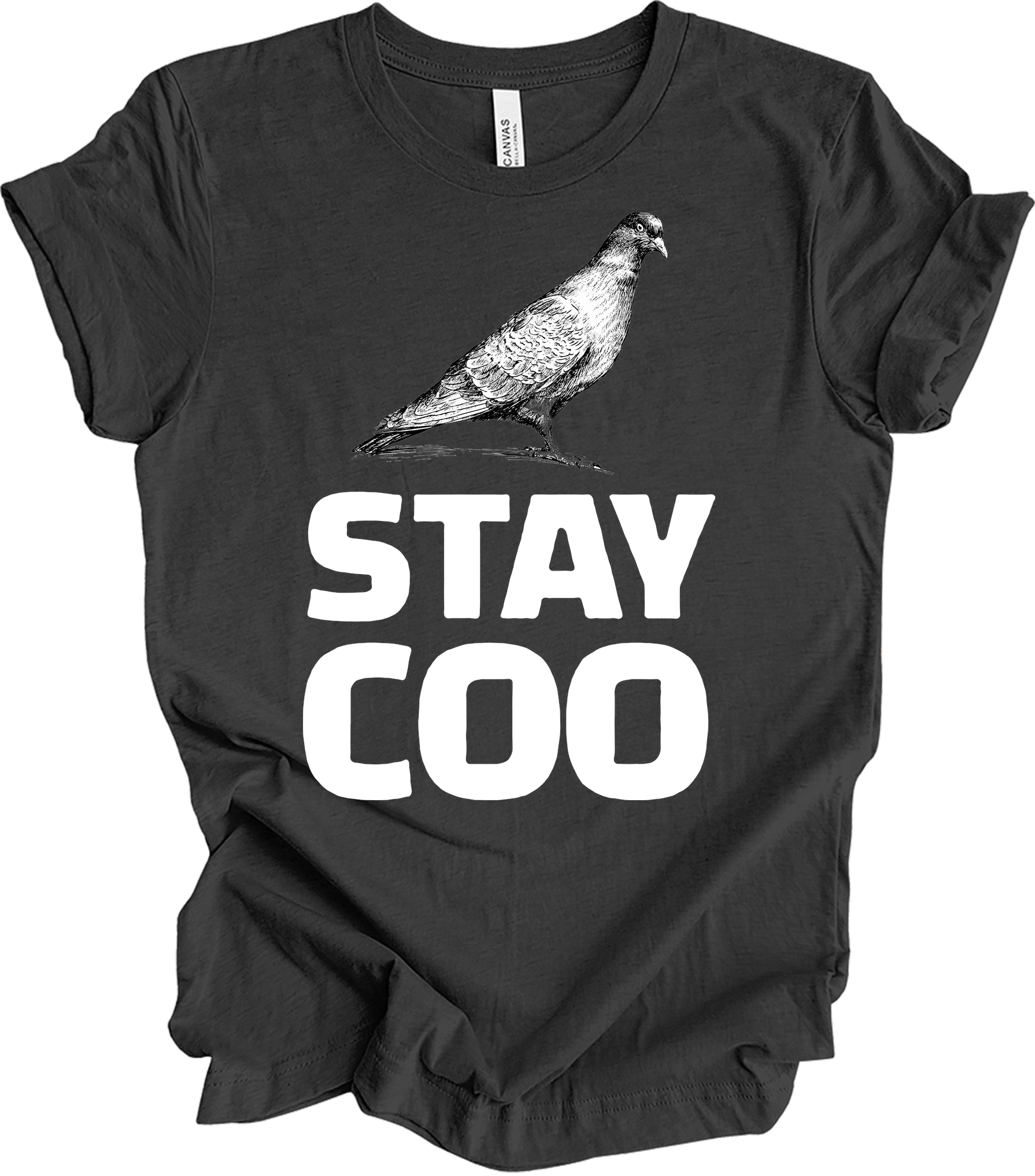 Stay Coo Pigeon - Vintage Style T-Shirt in Dark Grey Heather