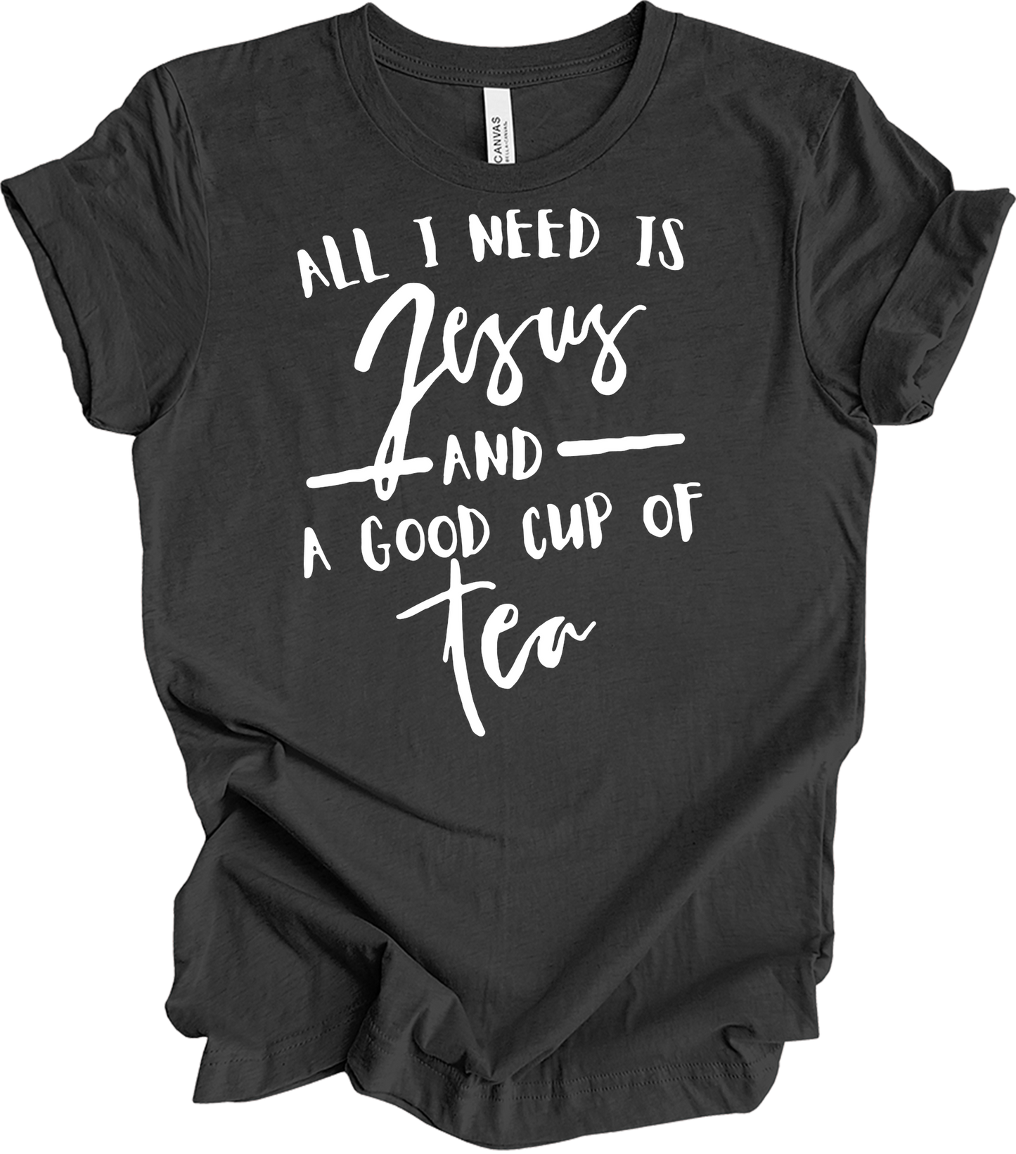 Tea and Jesus - Christian Tea Lover Faith T-Shirt in Dark Grey Heather