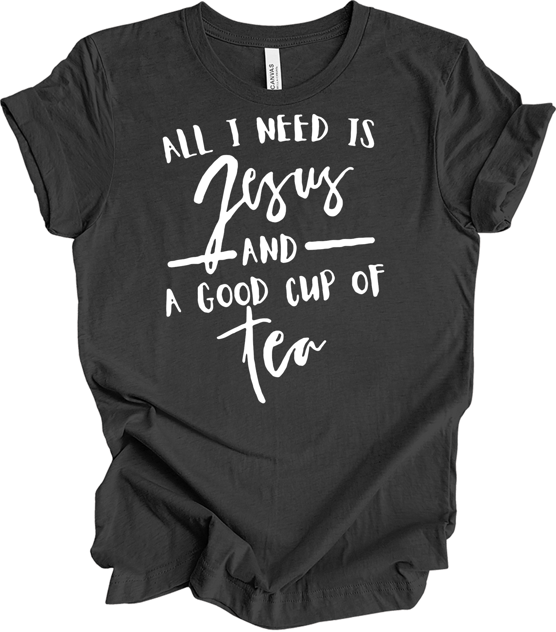 Tea and Jesus - Christian Tea Lover Faith T-Shirt in Dark Grey Heather