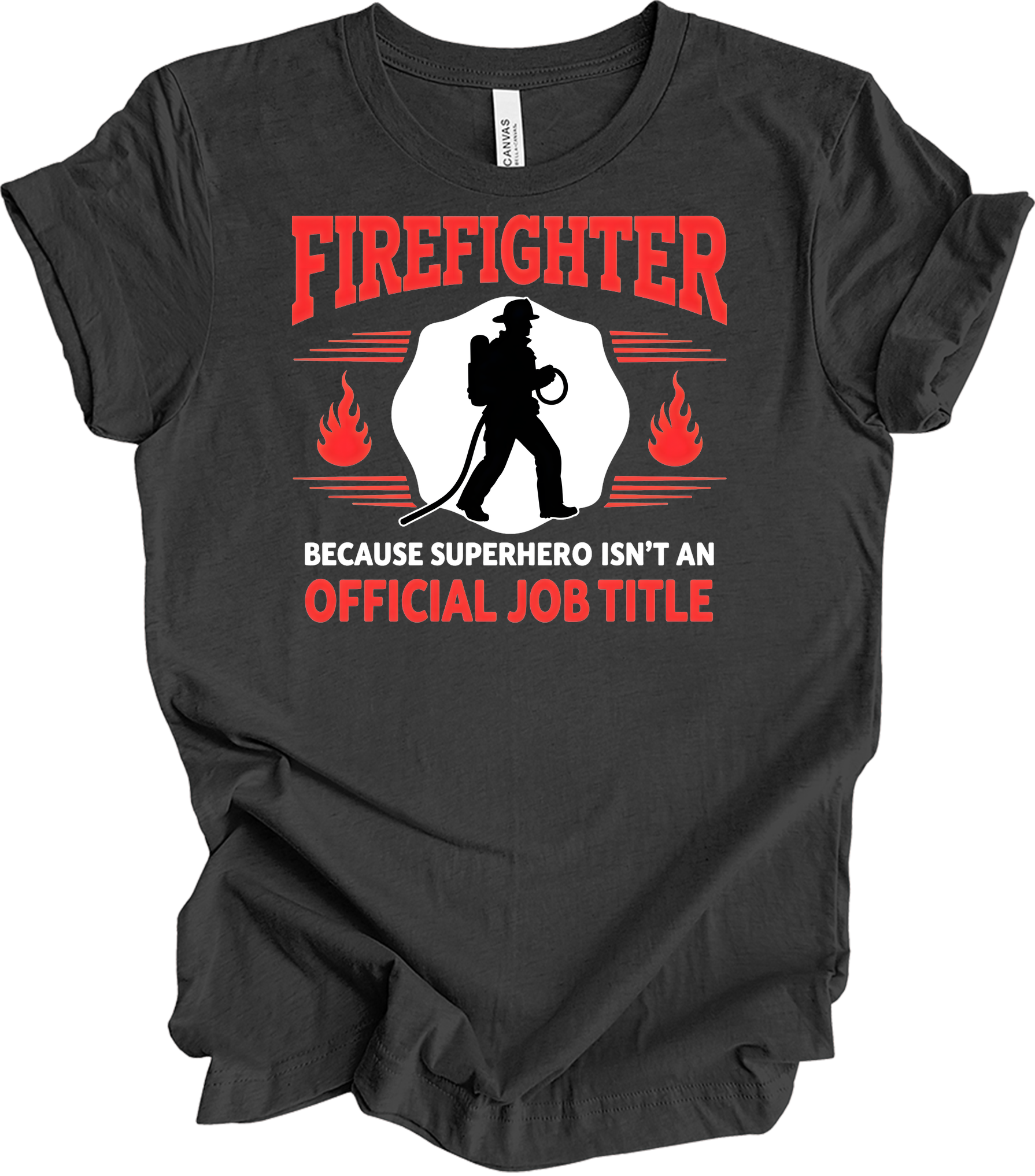 Firefighter Superhero T-Shirt in Dark Grey Heather