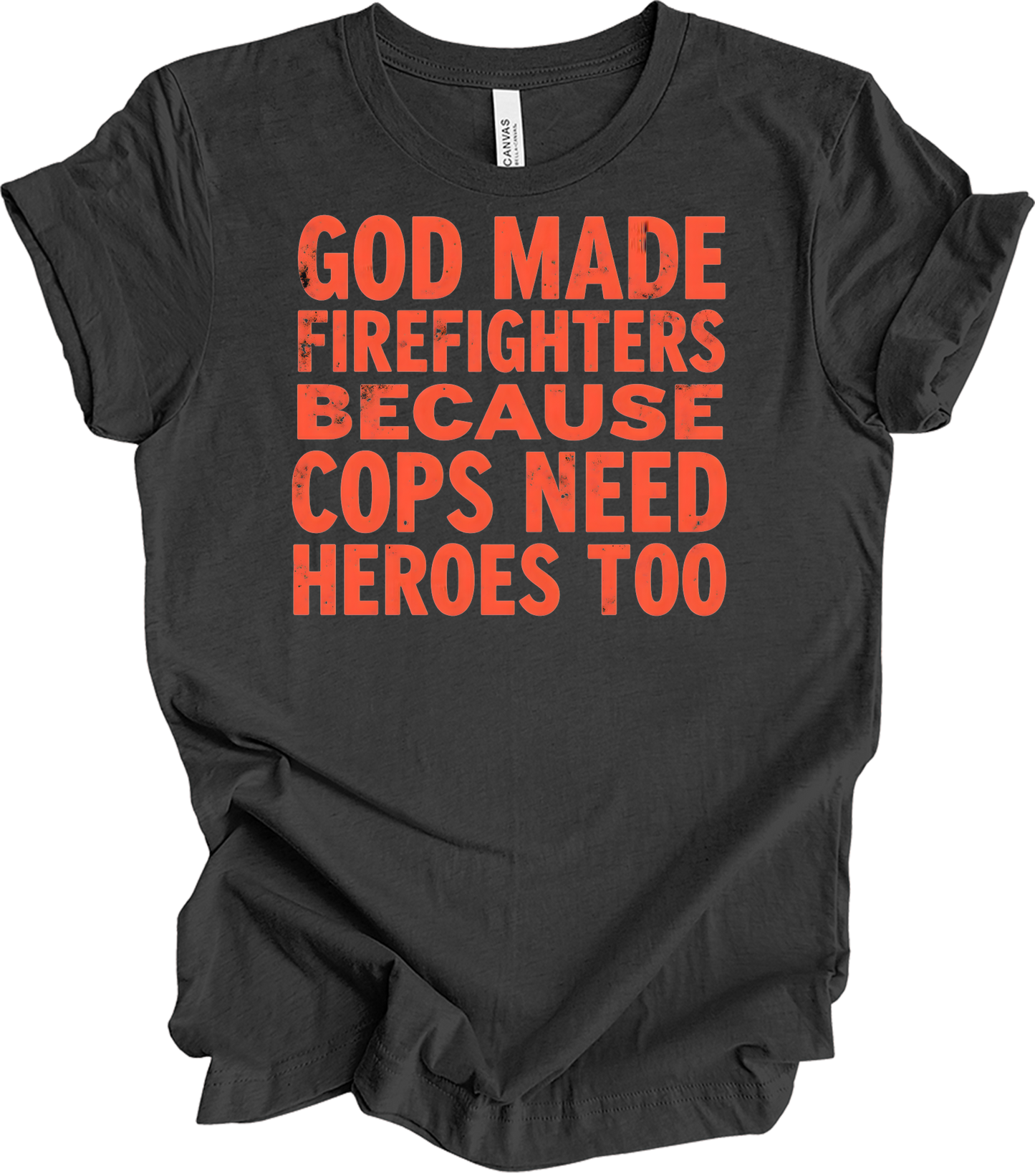 Firefighters Cops Heroes T-Shirt in Dark Grey Heather