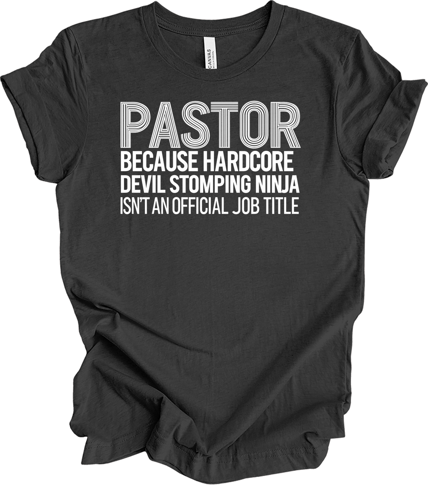 Pastor Devil Stomping Ninja T-Shirt in Dark Grey Heather