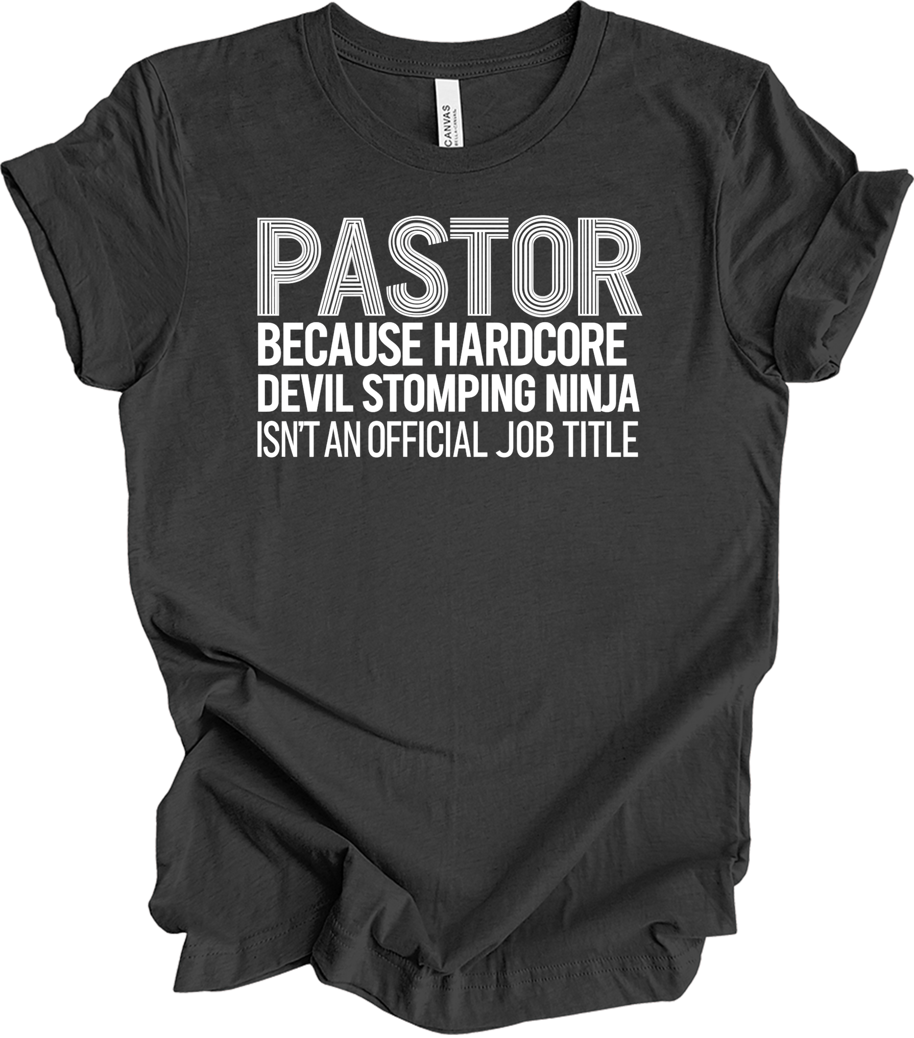 Pastor Devil Stomping Ninja T-Shirt in Dark Grey Heather