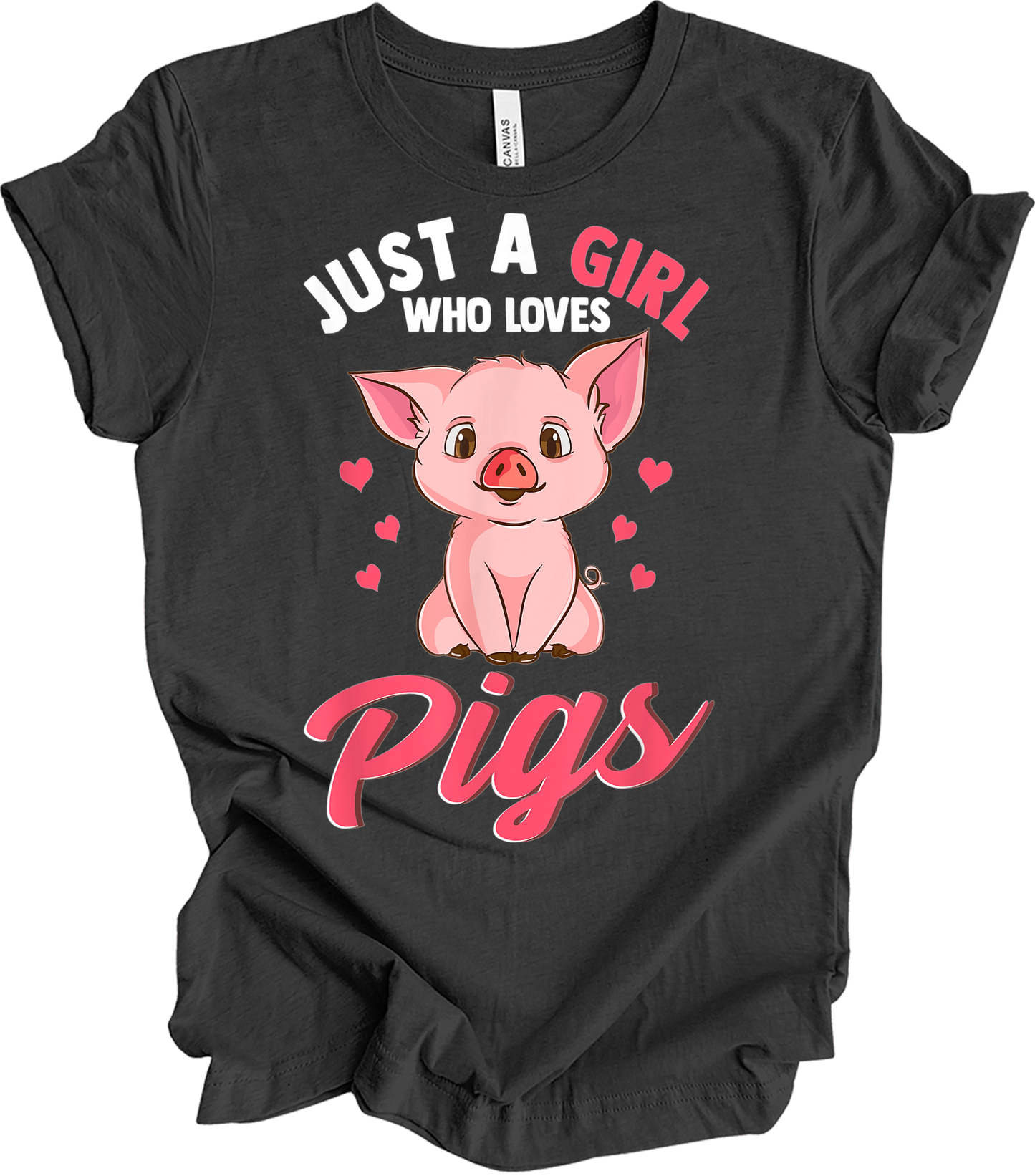 Just A Girl Who Loves Pigs T-Shirt in Dark Grey Heather