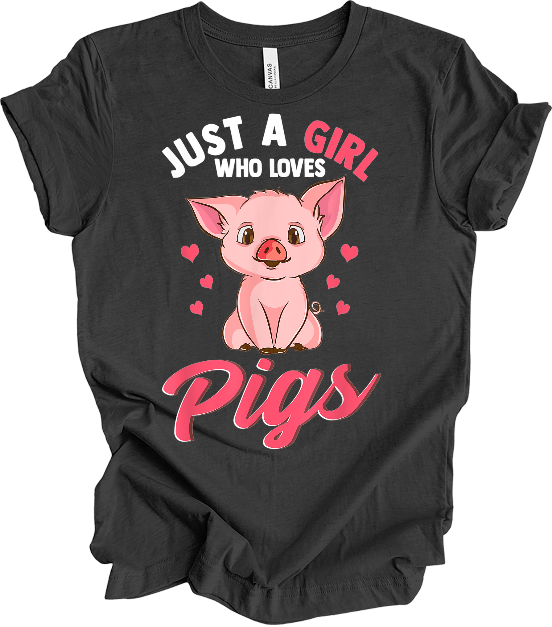 Just A Girl Who Loves Pigs T-Shirt in Dark Grey Heather