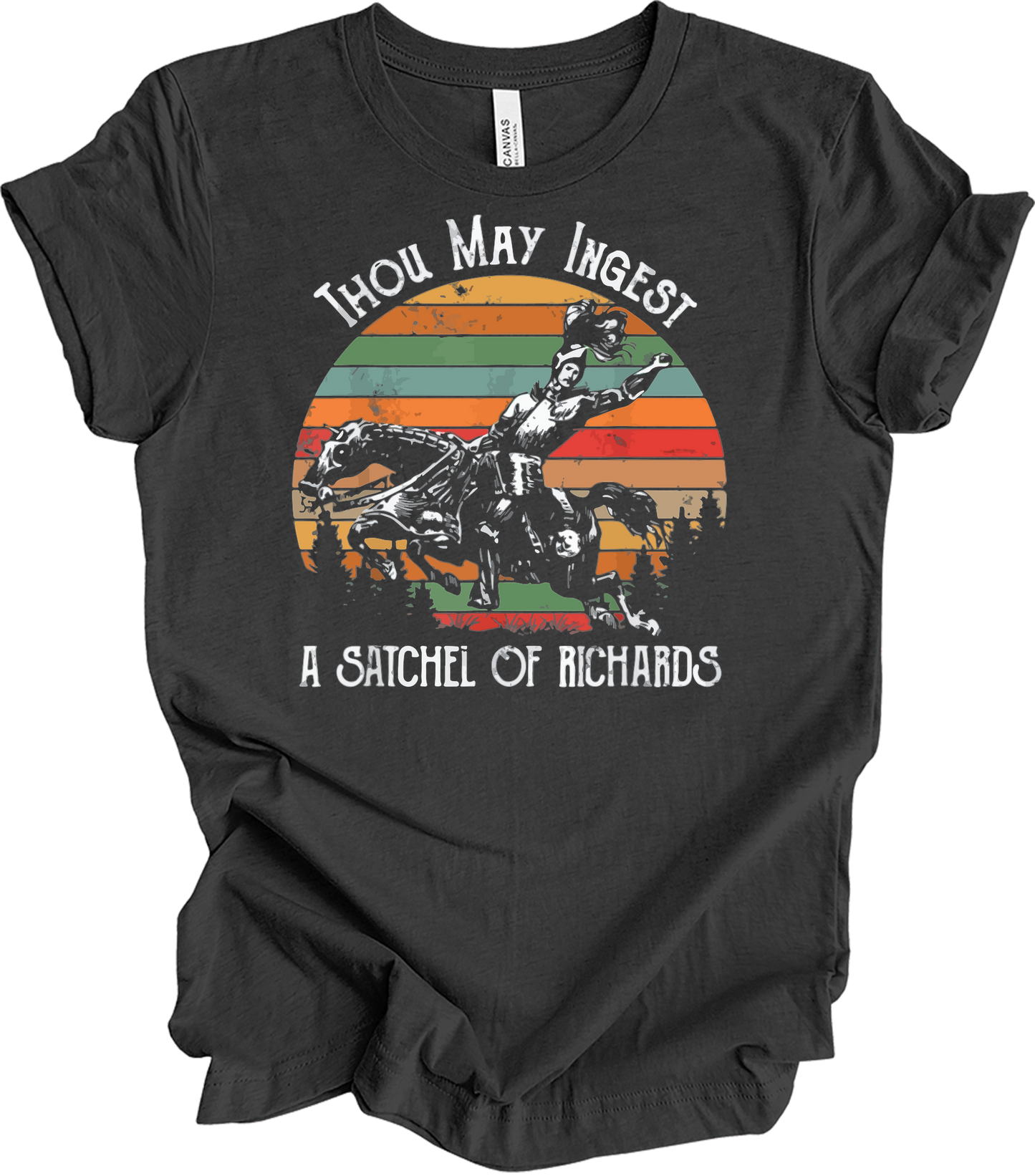 Native American Horse Thou May Ingest Satchel Of Richards T-Shirt in Dark Grey Heather