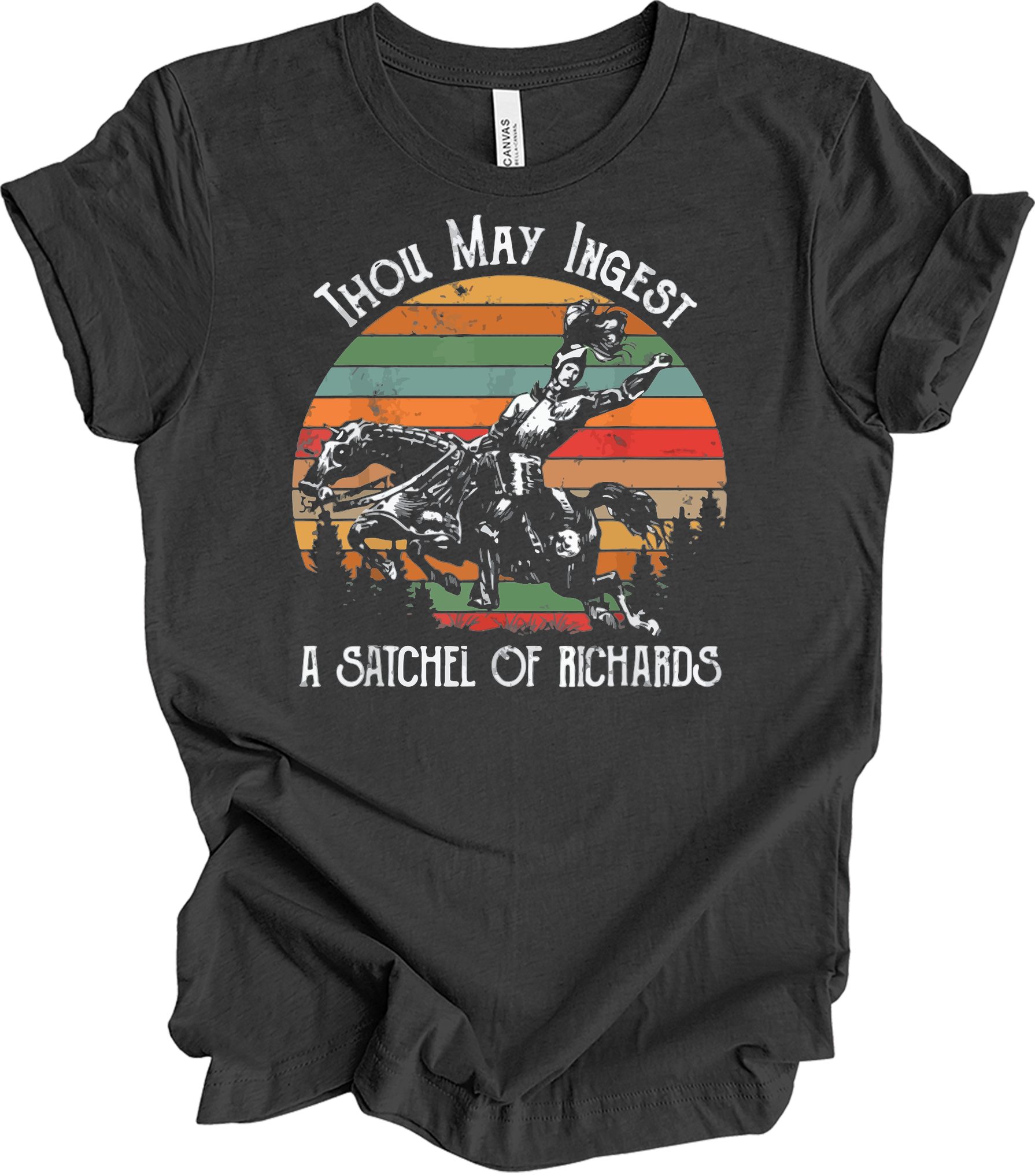 Native American Horse Thou May Ingest Satchel Of Richards T-Shirt in Dark Grey Heather