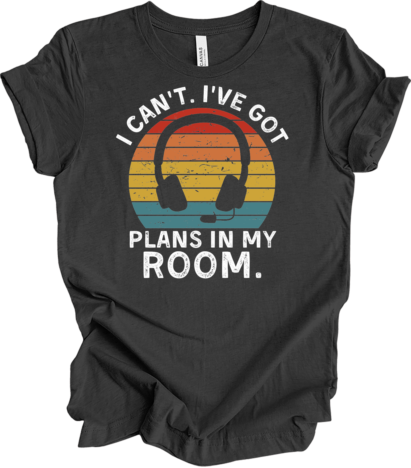 Plans In My Room Gamer T-Shirt in Dark Grey Heather