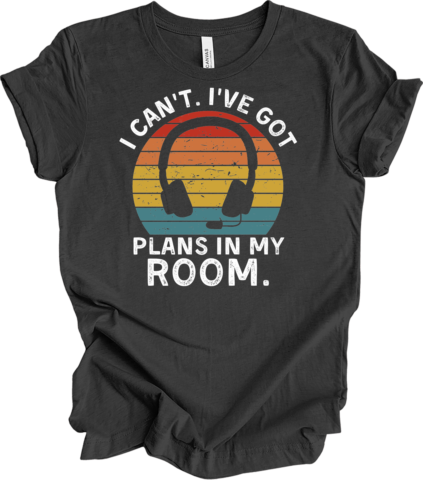 Plans In My Room Gamer T-Shirt in Dark Grey Heather
