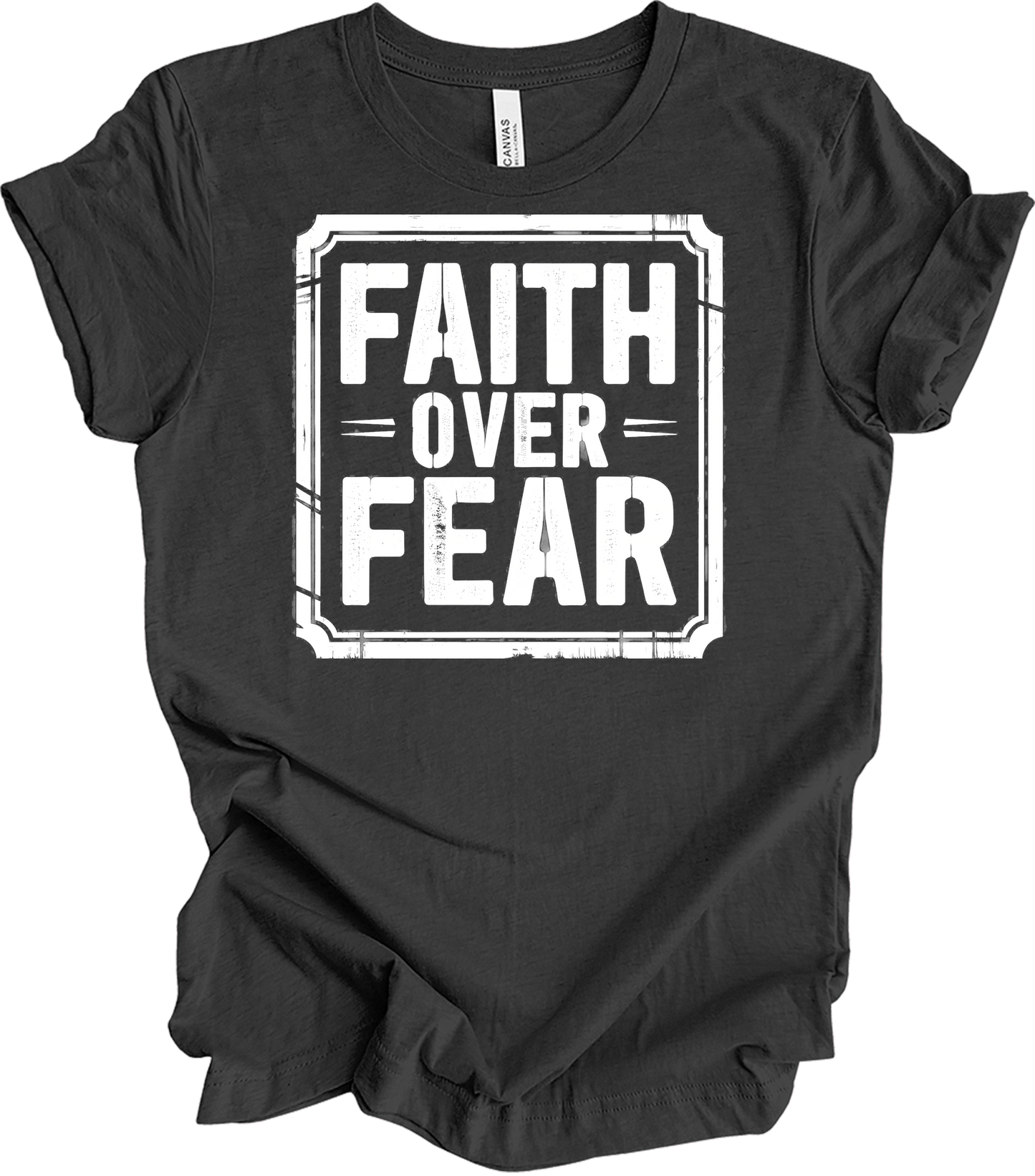 Faith Over Fear Inspirational T-Shirt in Dark Grey Heather