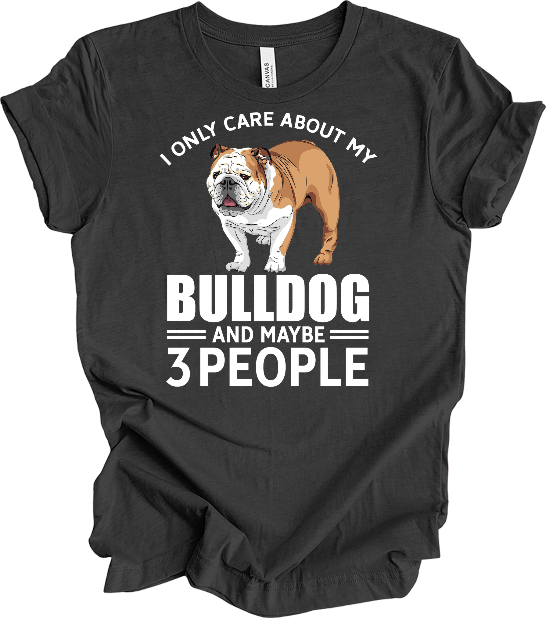 English Bulldog Graphic - Bulldog Owner Gift T-Shirt in Dark Grey Heather