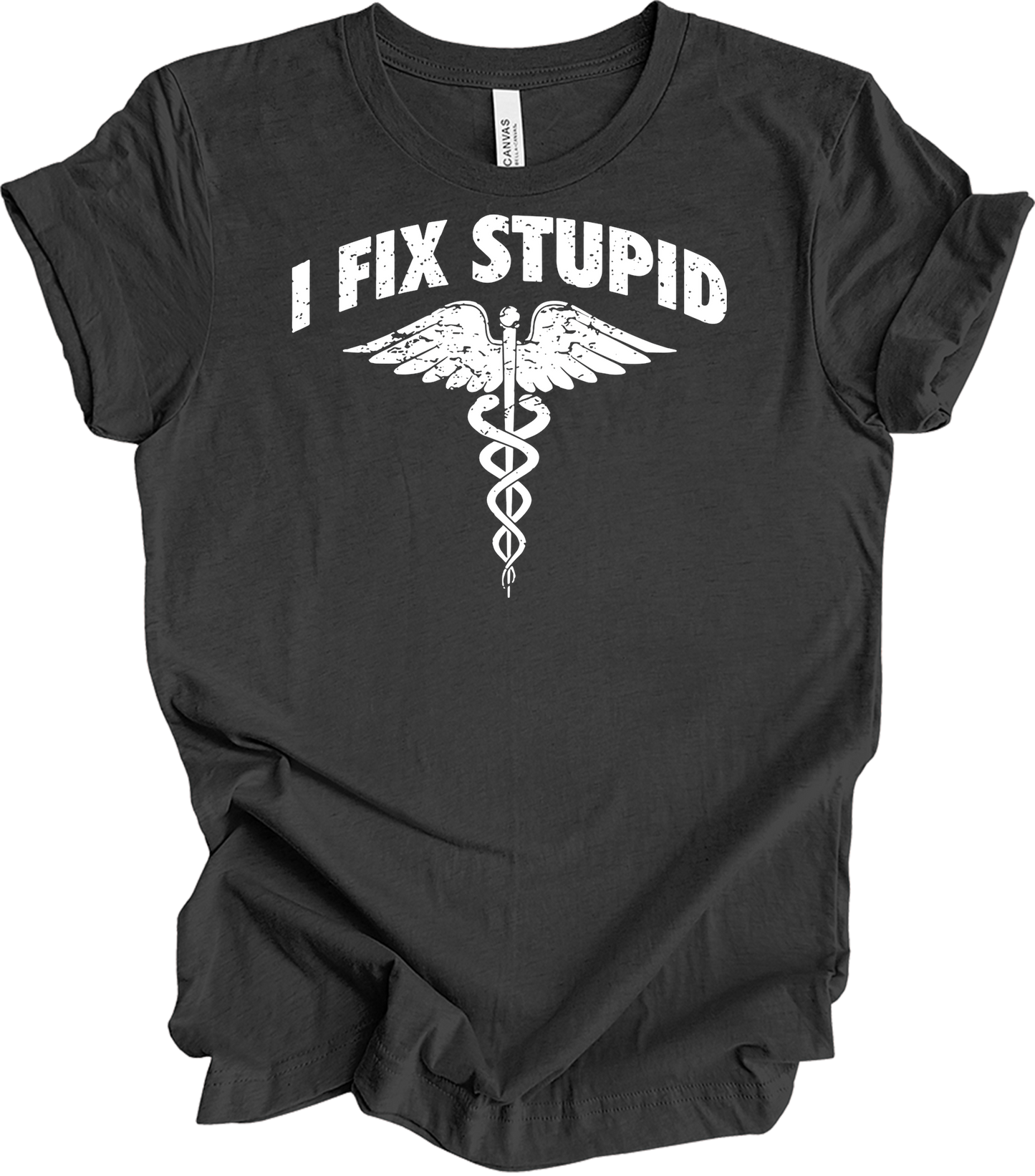 Paramedic 'I Fix Stupid' T-Shirt in Dark Grey Heather