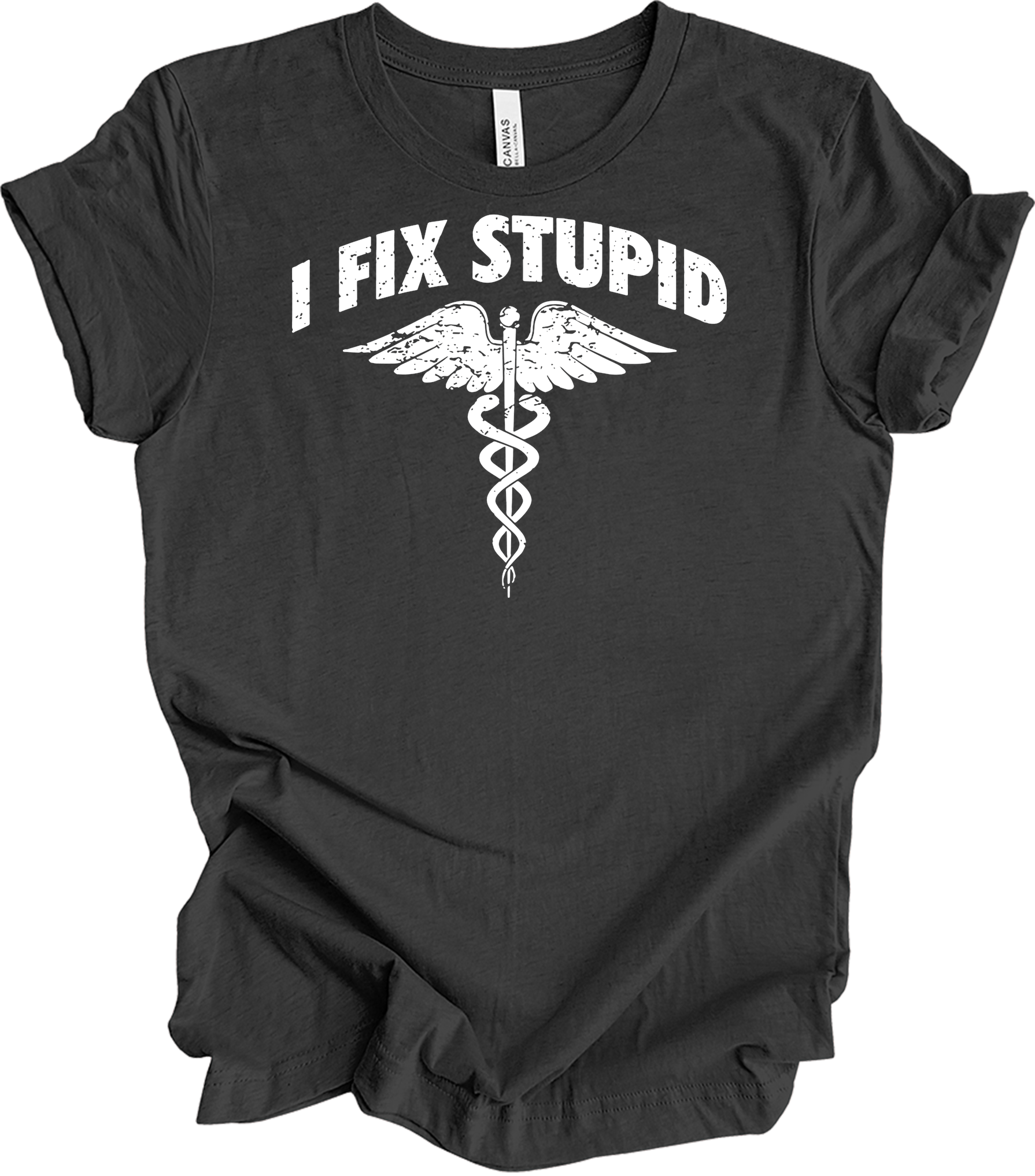 Paramedic 'I Fix Stupid' T-Shirt in Dark Grey Heather