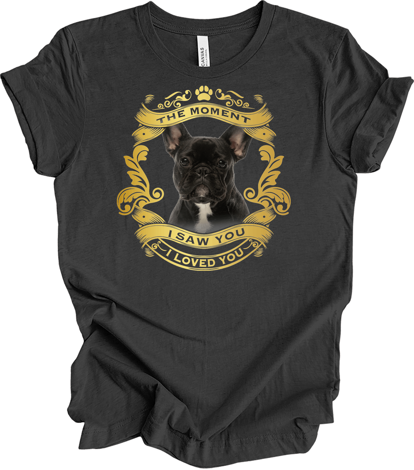 French Bulldog 'Love' T-Shirt in Dark Grey Heather