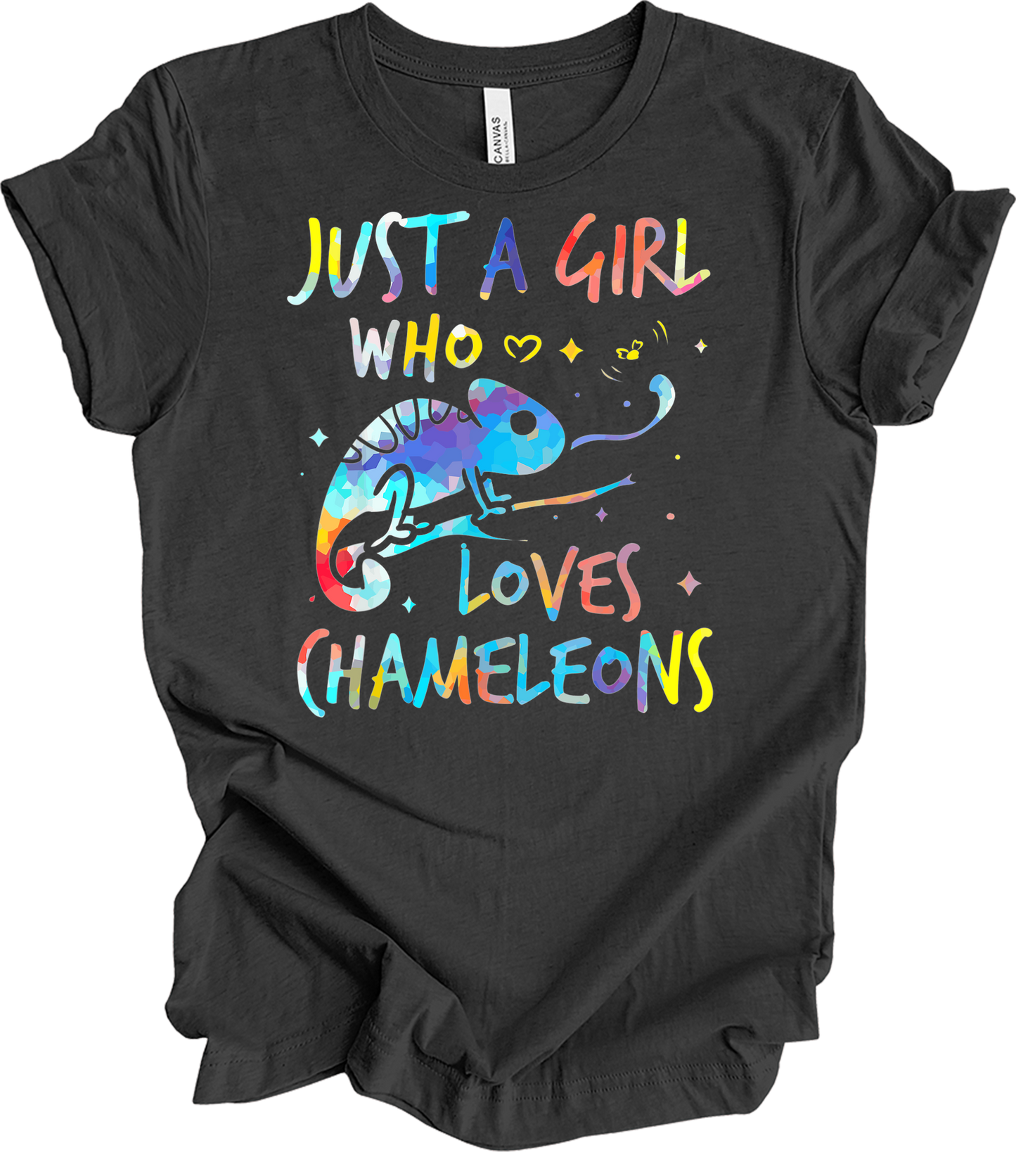 Girl Who Loves Chameleons T-Shirt in Dark Grey Heather