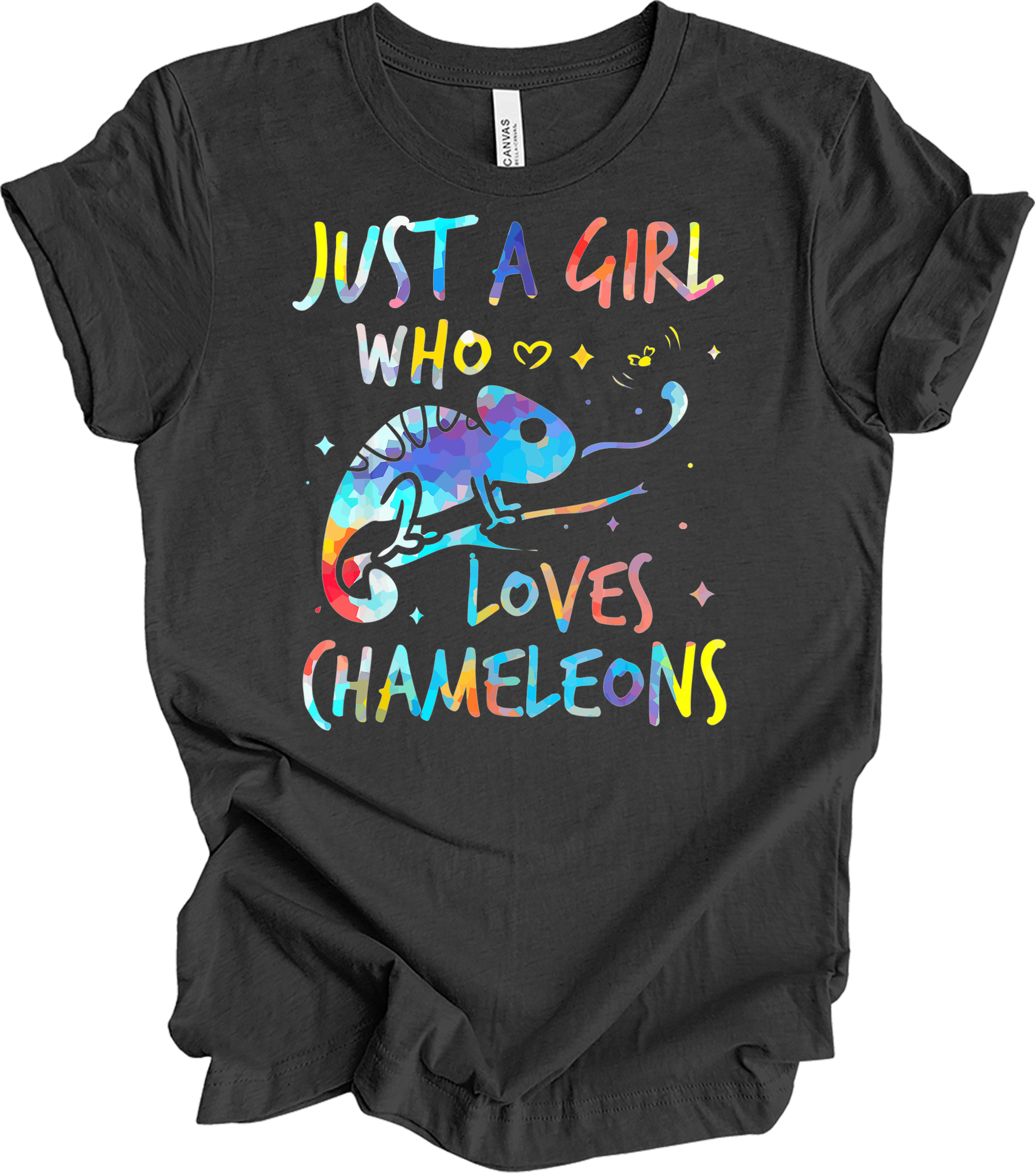 Girl Who Loves Chameleons T-Shirt in Dark Grey Heather