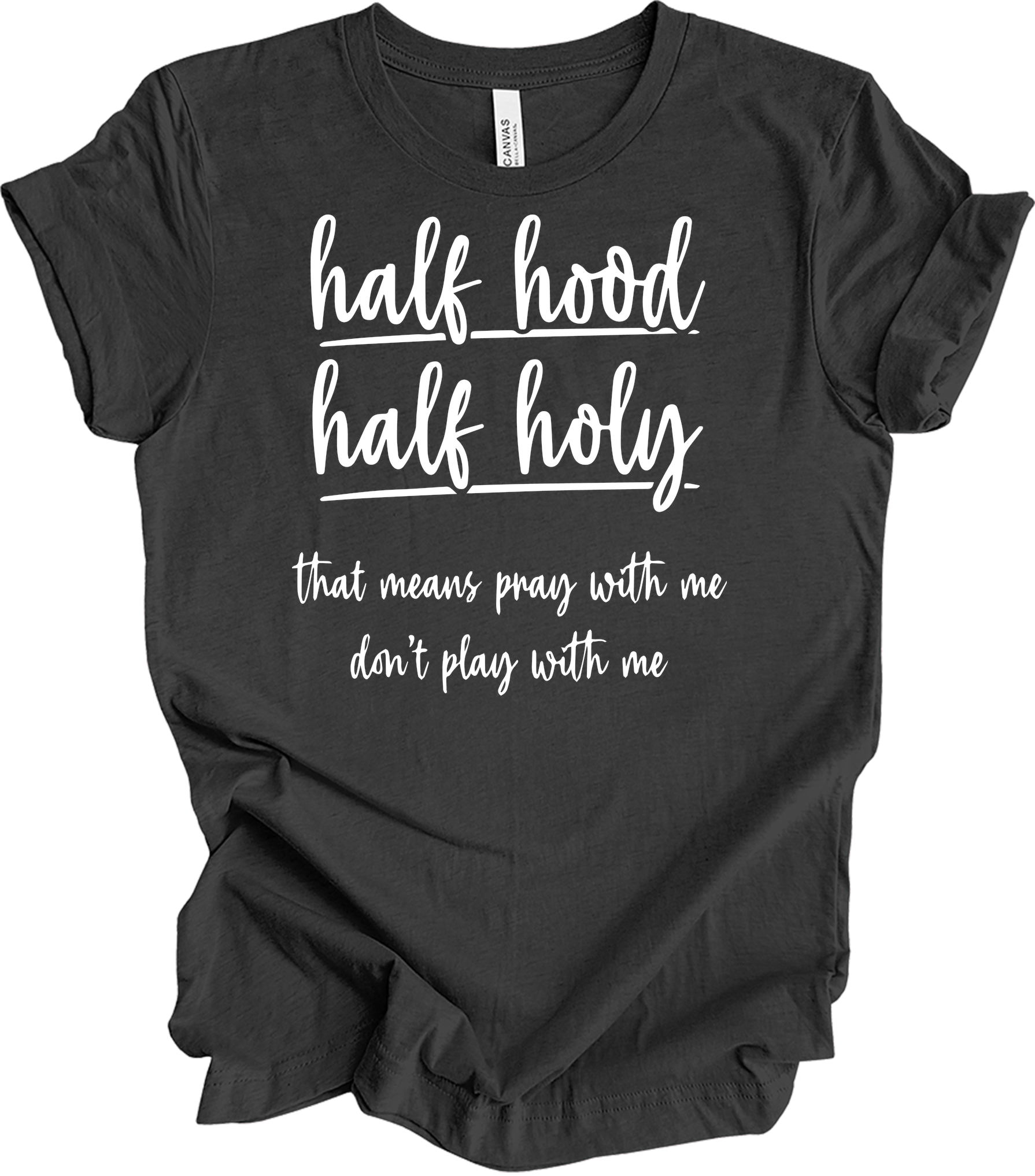 Half Hood Half Holy T-Shirt in Dark Grey Heather