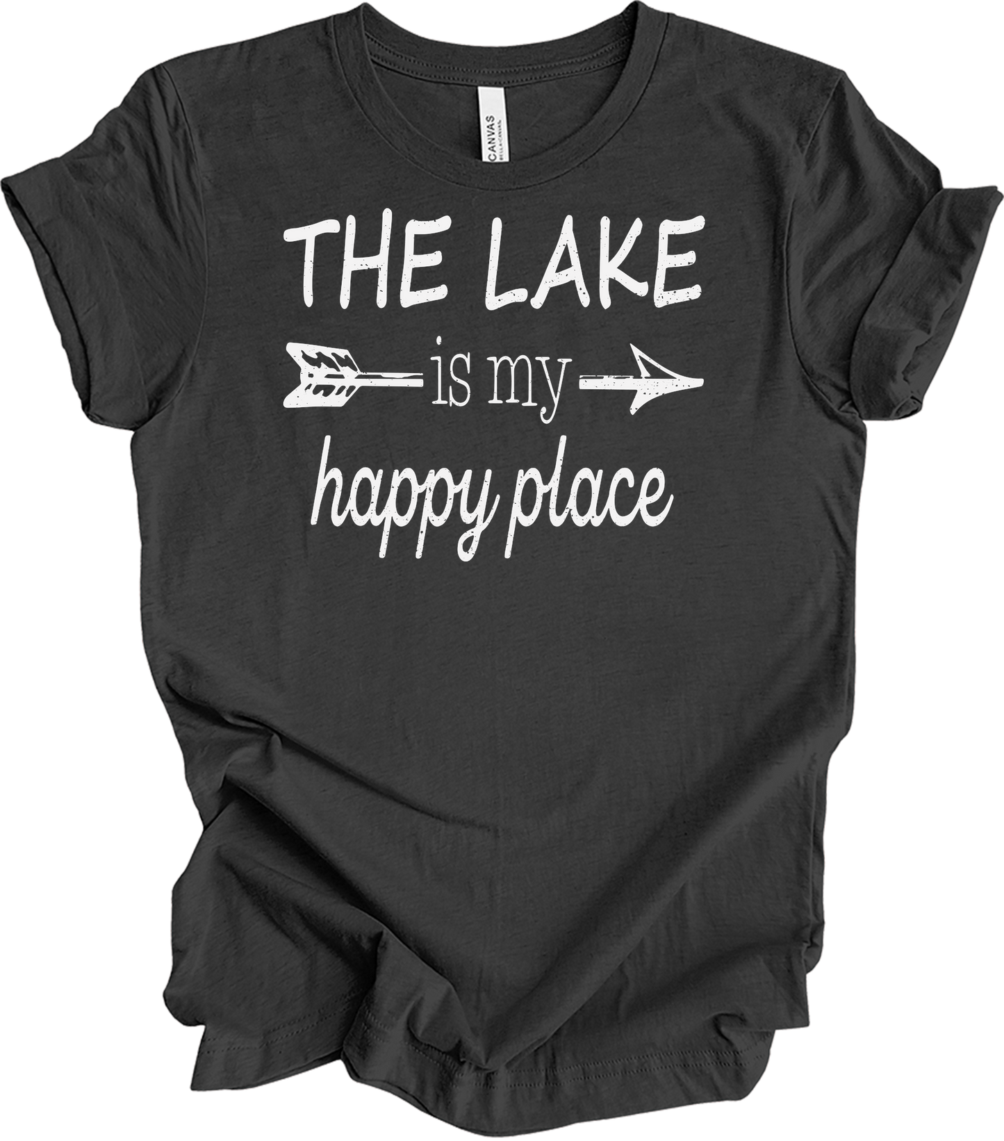 The Lake Is My Happy Place T-Shirt in Dark Grey Heather