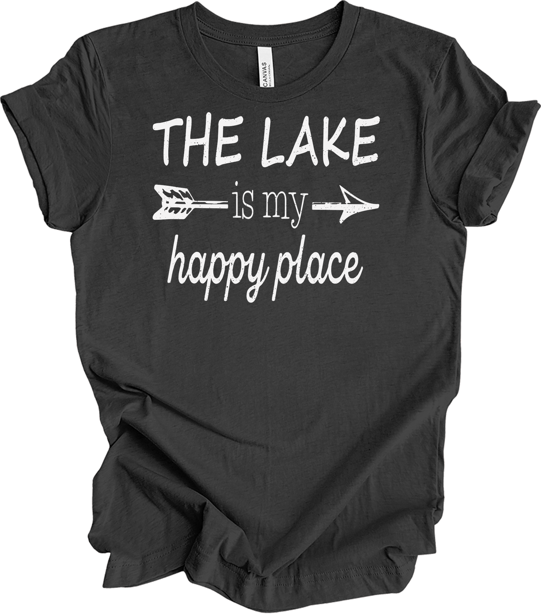 The Lake Is My Happy Place T-Shirt in Dark Grey Heather