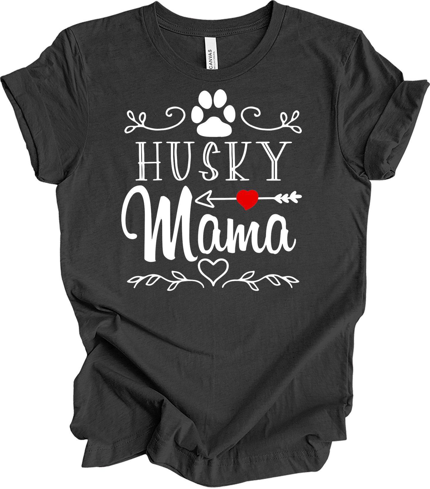 Husky Mama - Dog Lover Gift T-Shirt in Dark Grey Heather
